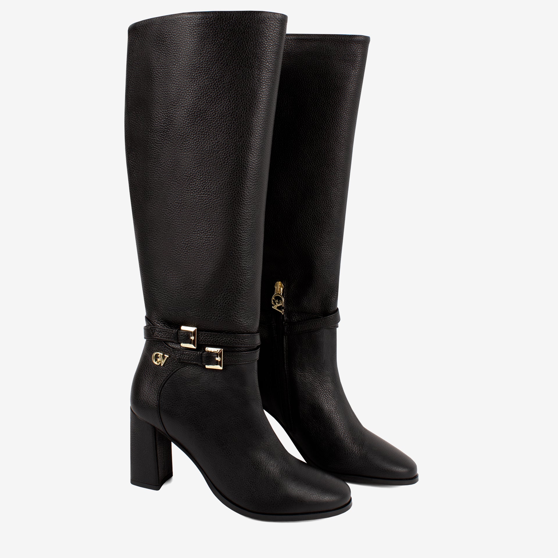 Black Signature CV by Cavalinho Knee-High Leather Boots SKU 48010148.01 #color_black