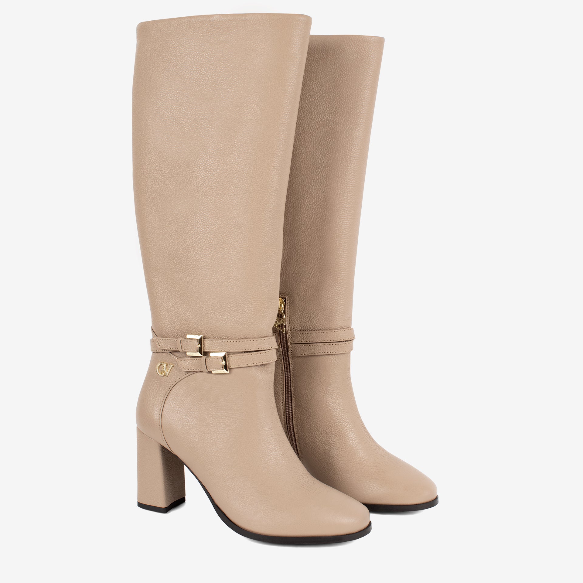 Beige Signature CV by Cavalinho Knee-High Leather Boots SKU 48010148.05 #color_beige
