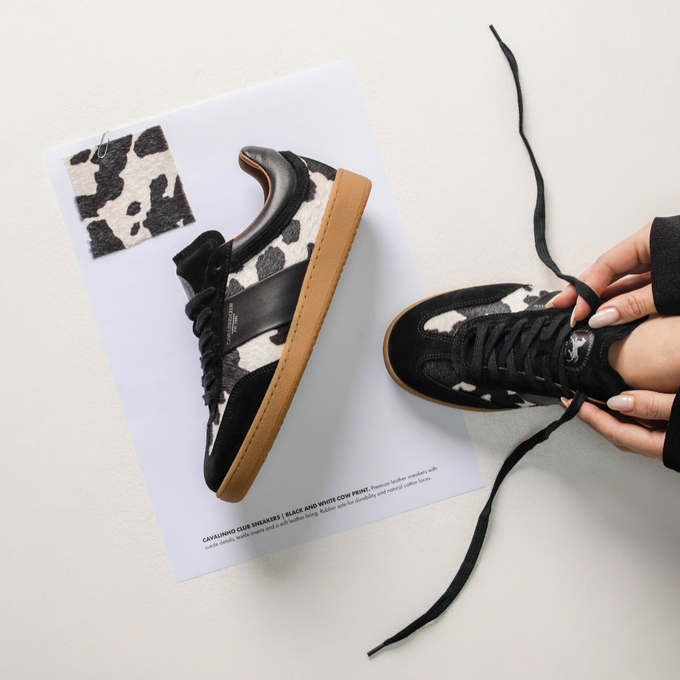 Cavalinho Club Line Sneakers for Women with Cow Print SKU 48050005.01 #color_black / white