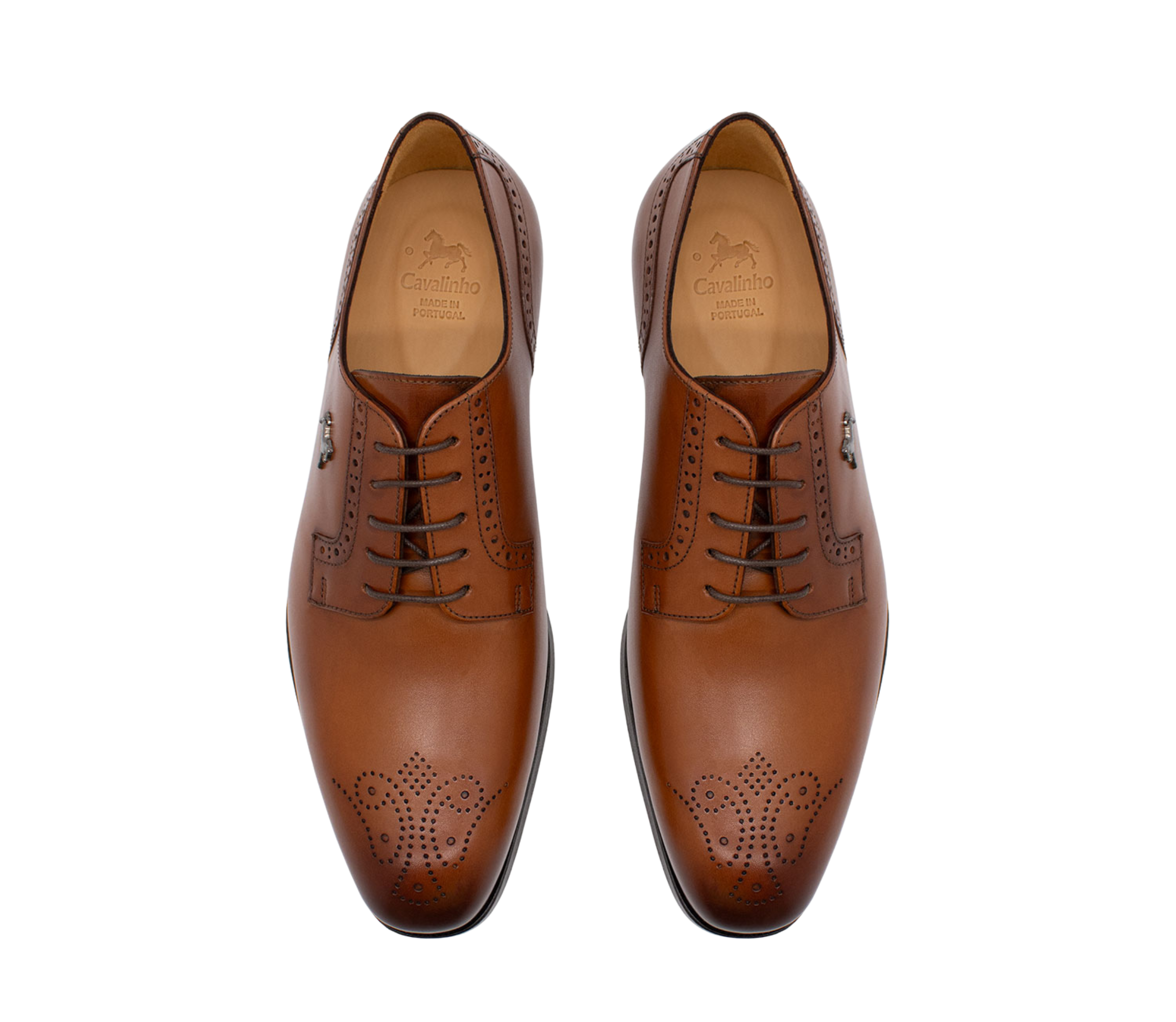 Cavalinho Cavalo Lusitano Leather Derby Brogue Shoes SKU 48060202.14 #color_Brown