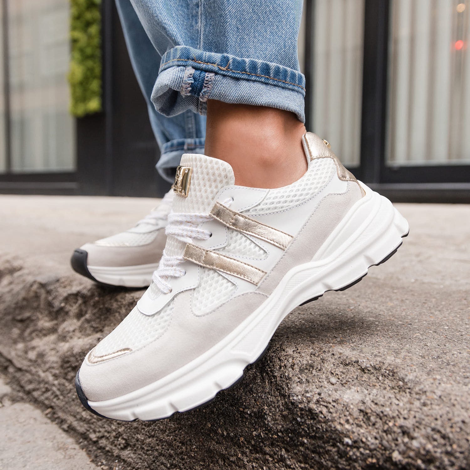 Cavalinho Roadway Sneakers for Women SKU 48080003.16 #color_White / Gold, blanc / or, branco / ouro