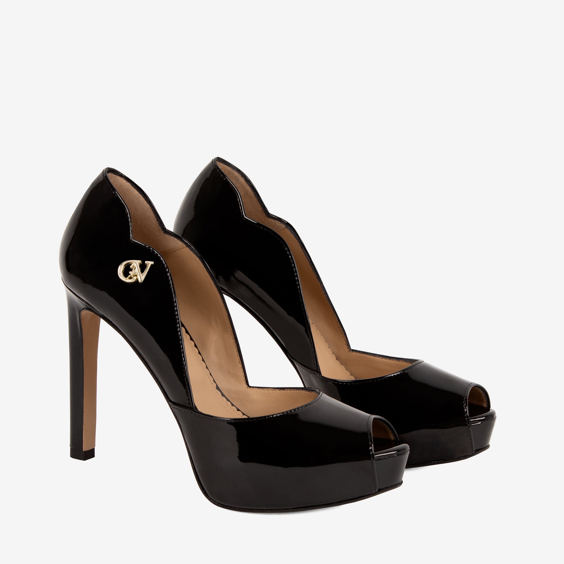 Iconic By Cavalinho Black Patent Leather Platform Heels SKU 48100606.01 #color_black
