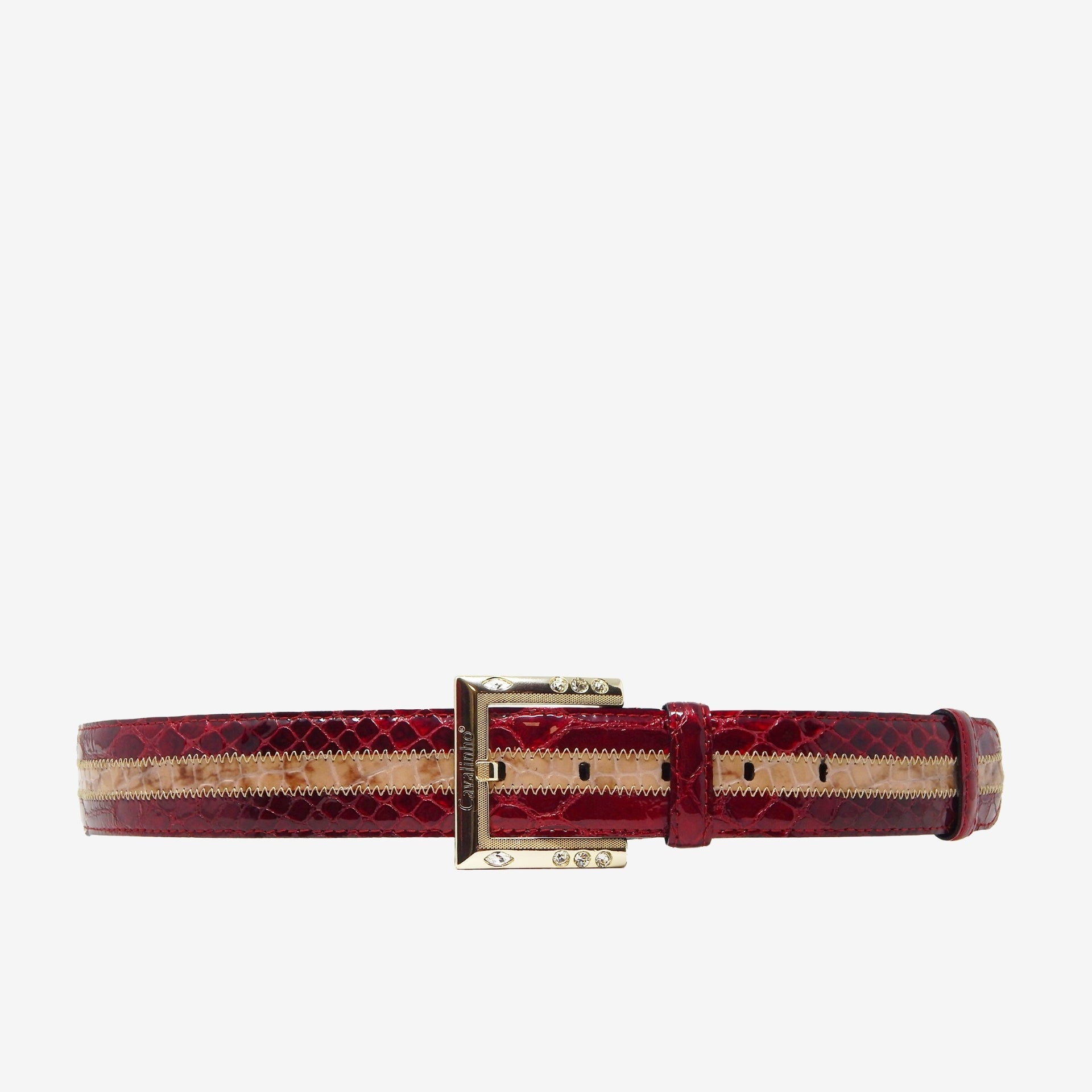Cavalinho Burgundy Beige Belt for Women SKU 58010410.04 #color_DarkRed