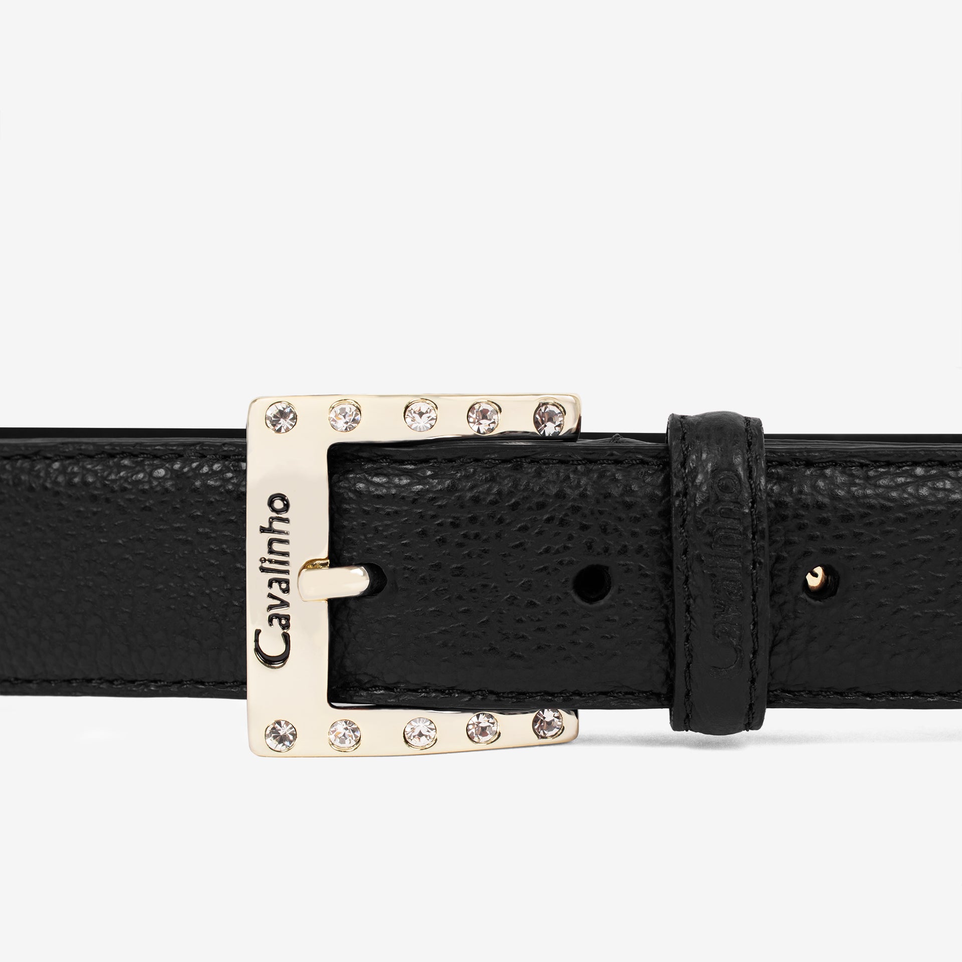Cavalinho Muse Black Pebbled Leather Belt for Women SKU 58010605.01 #color_black