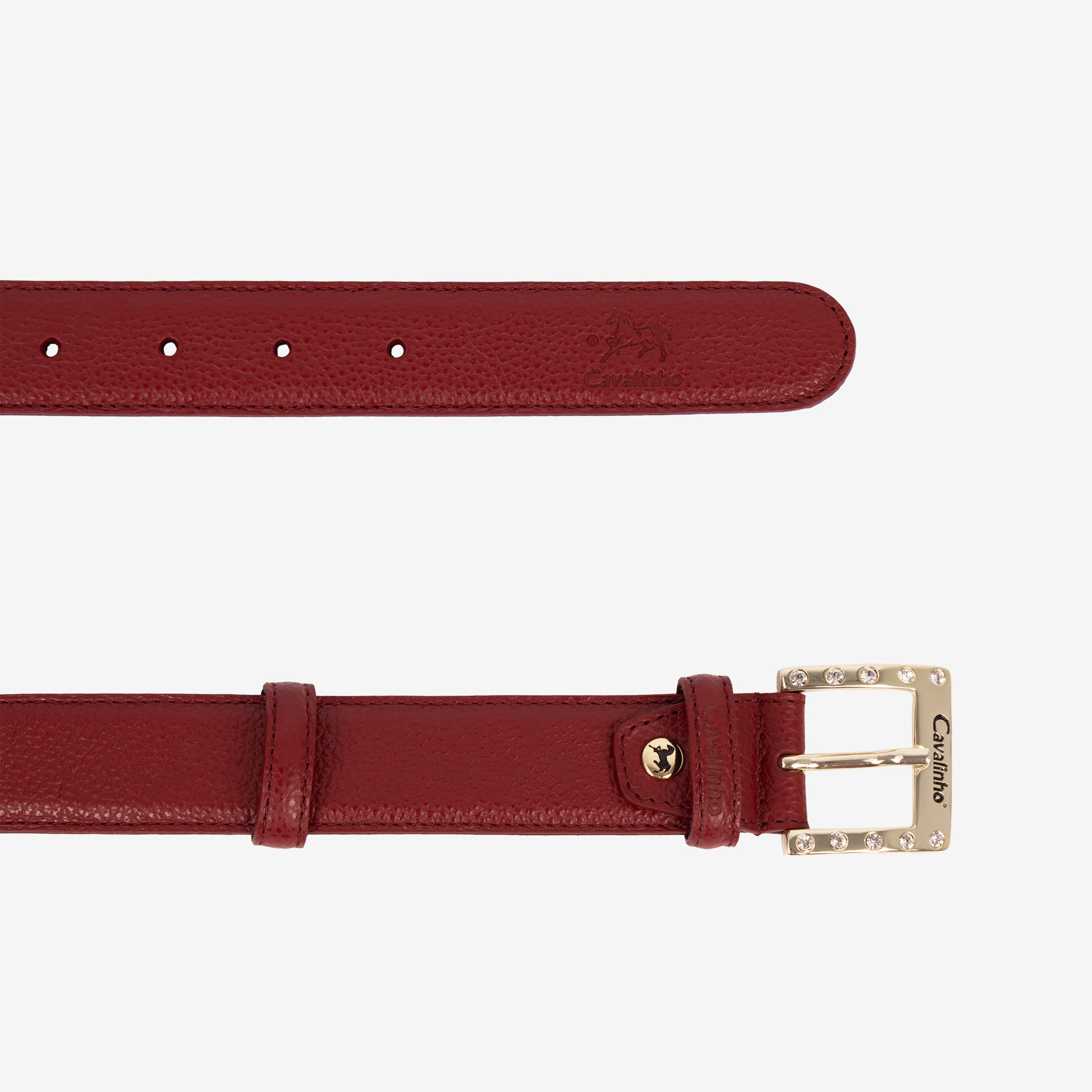 Cavalinho Muse Burgundy Pebbled Leather Belt for Women SKU 58010605.15 #color_burgundy