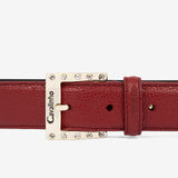 Cavalinho Muse Burgundy Pebbled Leather Belt for Women SKU 58010605.15 #color_burgundy