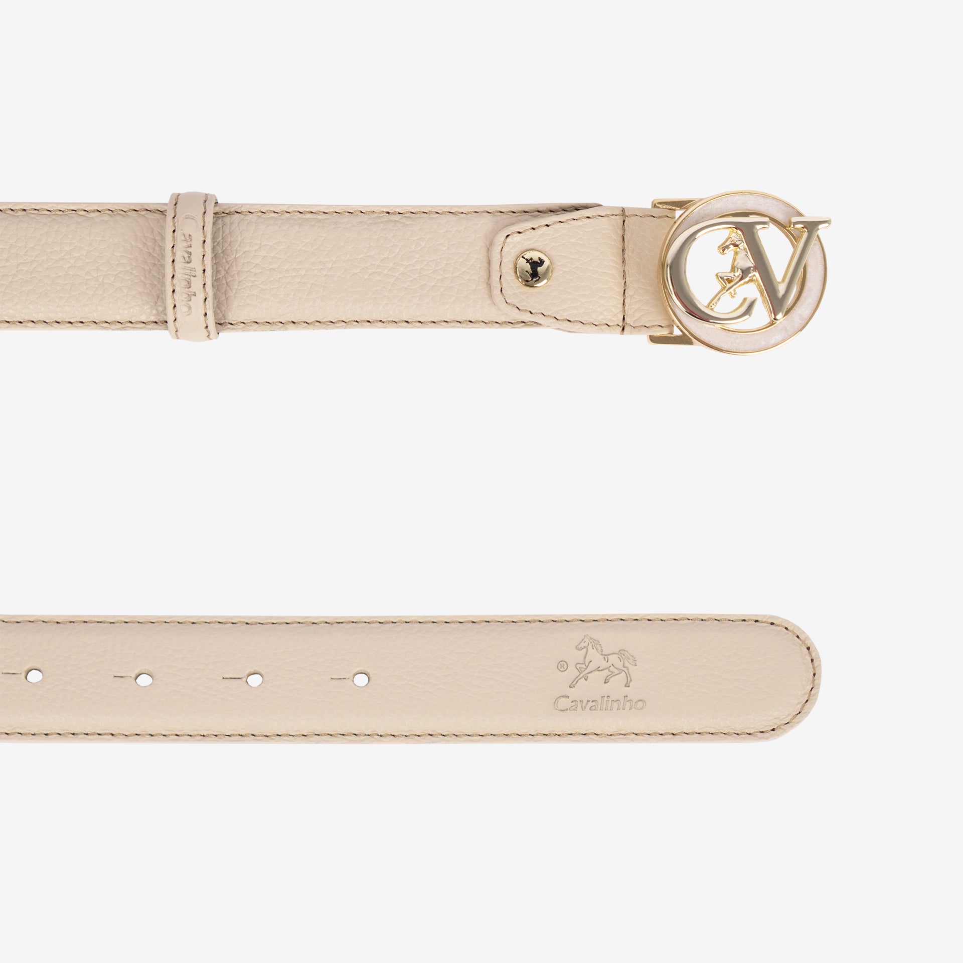 Signature CV By Cavalinho Beige Leather Belt for Women SKU 58010618.05 #color_beige