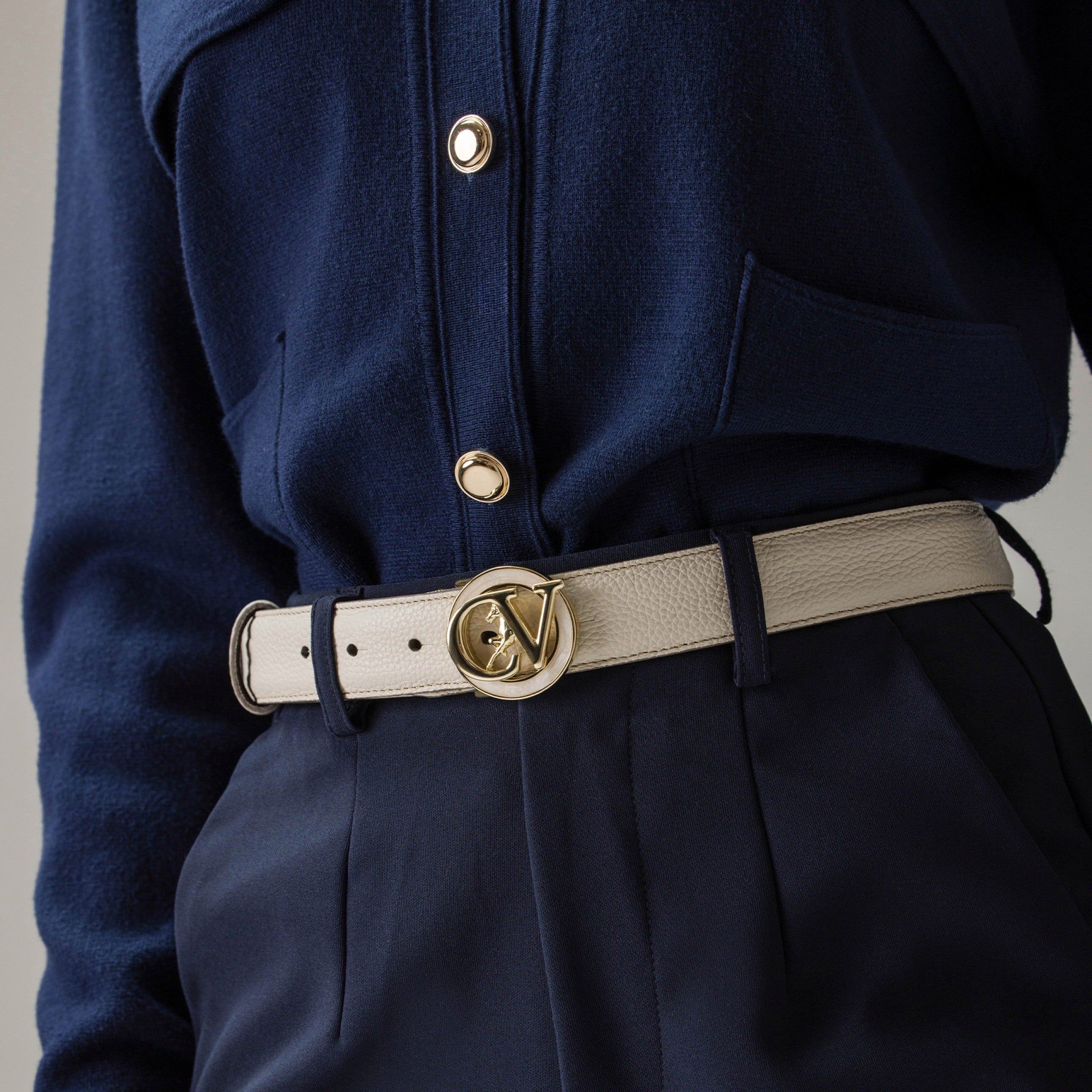 Signature CV By Cavalinho Beige Leather Belt for Women SKU 58010618.05 #color_beige