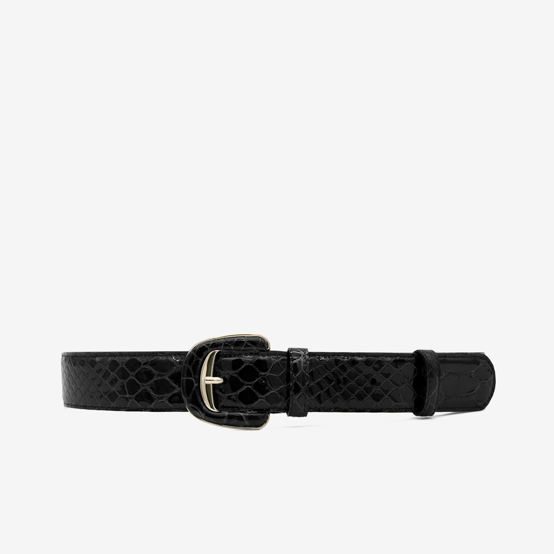Cavalinho Gallop Black Patent Leather Designer Belt for Women SKU 58010806.01 #color_black