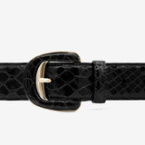 Cavalinho Gallop Black Patent Leather Designer Belt for Women SKU 58010806.01 #color_black
