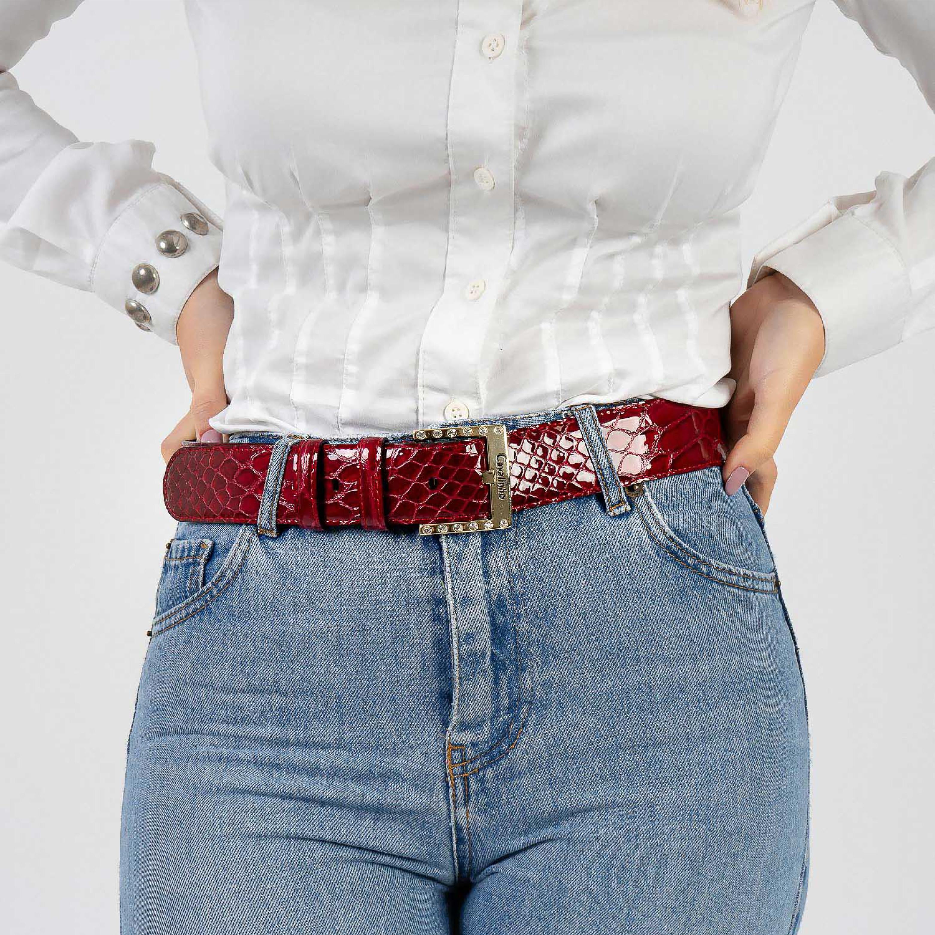 Cavalinho Classic Patent Women's Leather Belt SKU 58010808.04 #color_red, rouge, vermelho