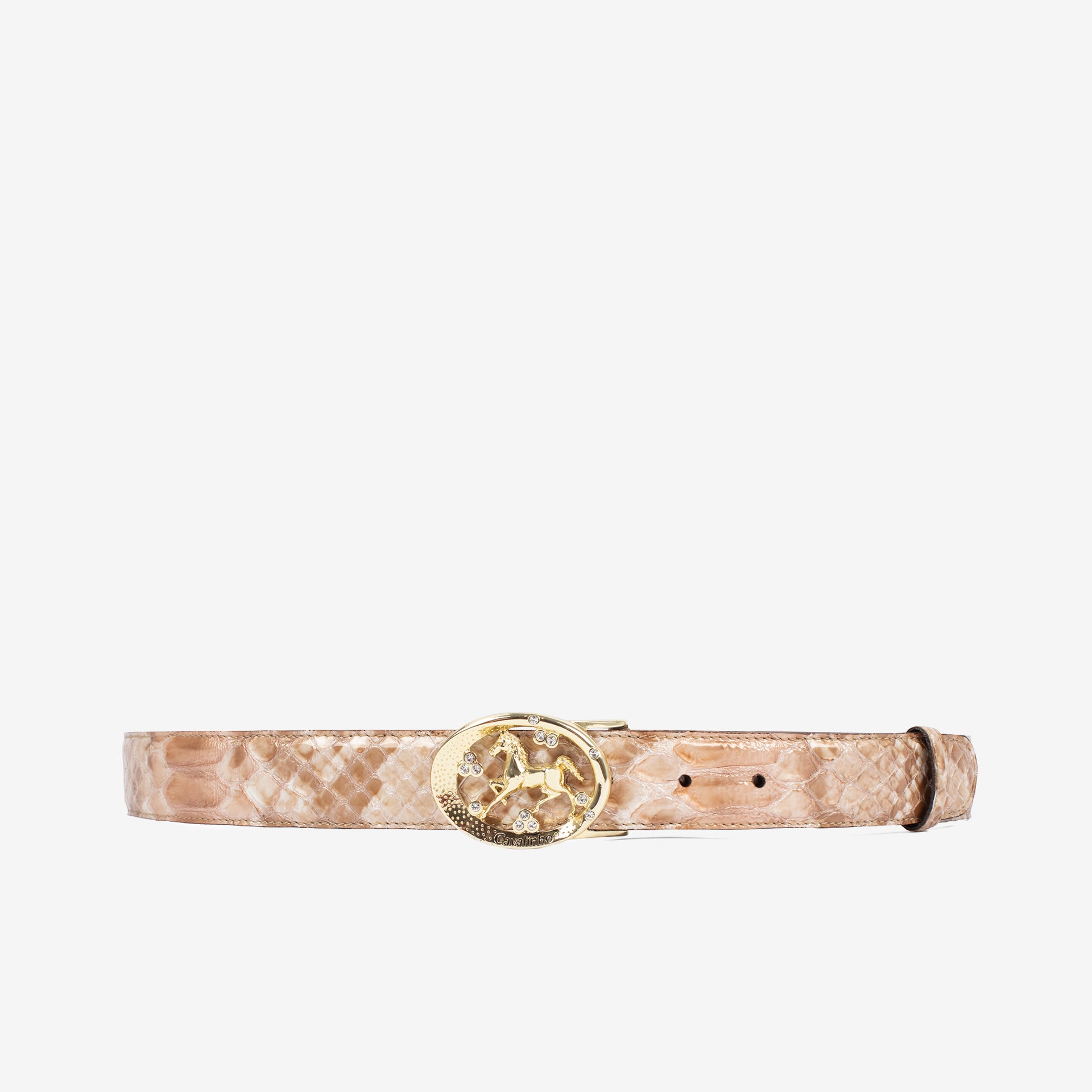 Cavalinho Gallop Beige Patent Leather Belt for Women with Oval Buckle SKU 58010817.05 #color_beige
