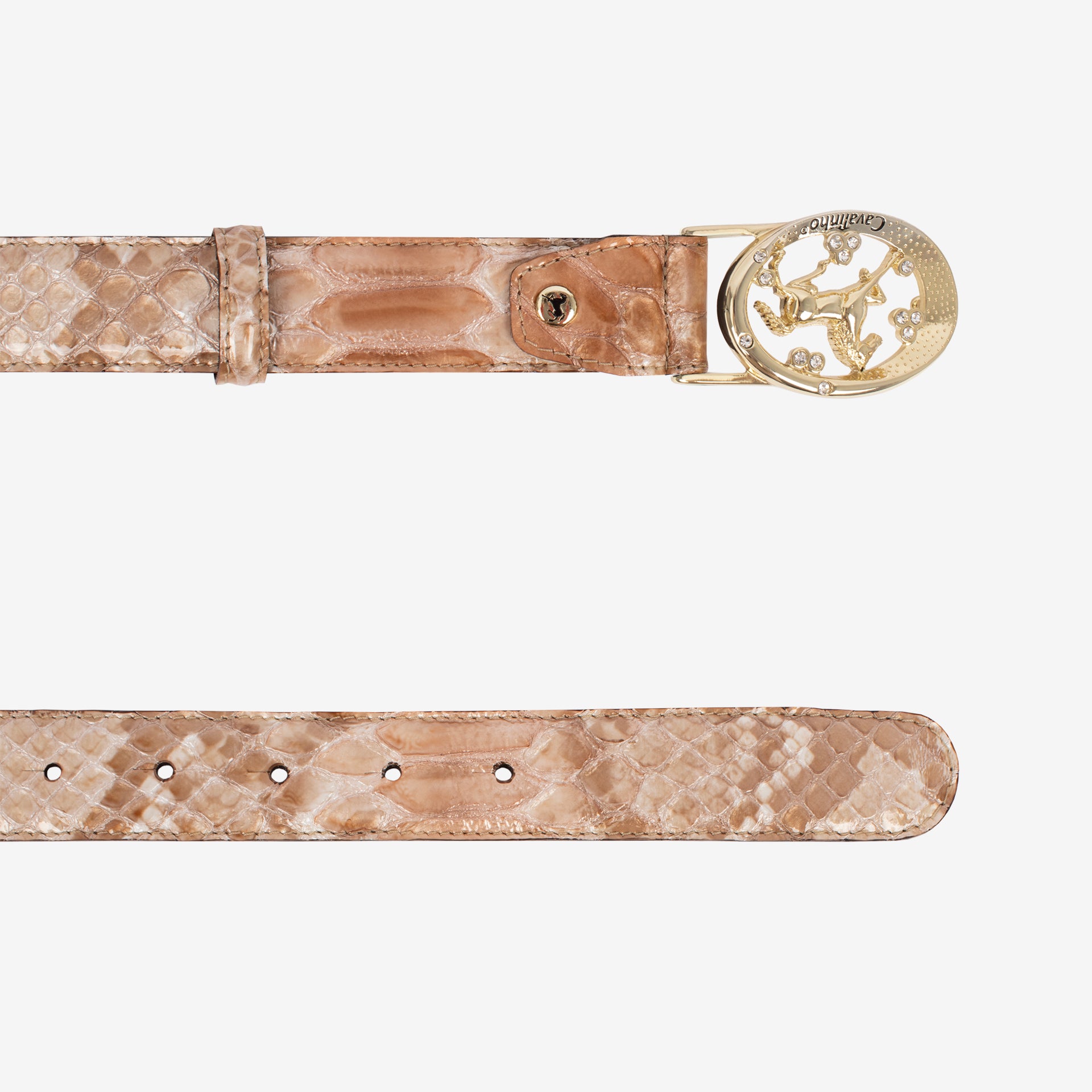 Cavalinho Gallop Beige Patent Leather Belt for Women with Oval Buckle SKU 58010817.05 #color_beige