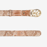 Cavalinho Gallop Beige Patent Leather Belt for Women with Oval Buckle SKU 58010817.05 #color_beige