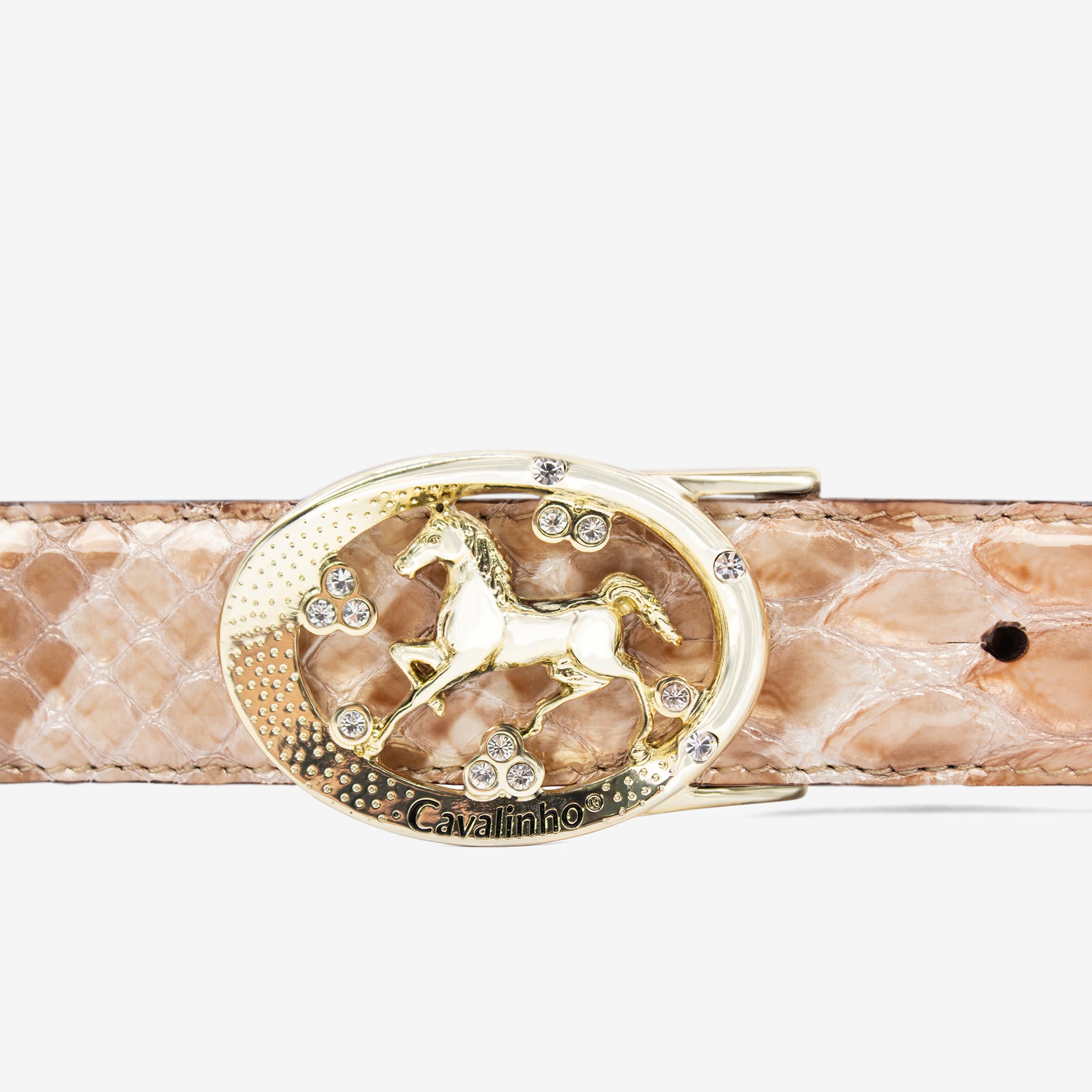 Cavalinho Gallop Beige Patent Leather Belt for Women with Oval Buckle SKU 58010817.05 #color_beige