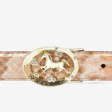 Cavalinho Gallop Beige Patent Leather Belt for Women with Oval Buckle SKU 58010817.05 #color_beige
