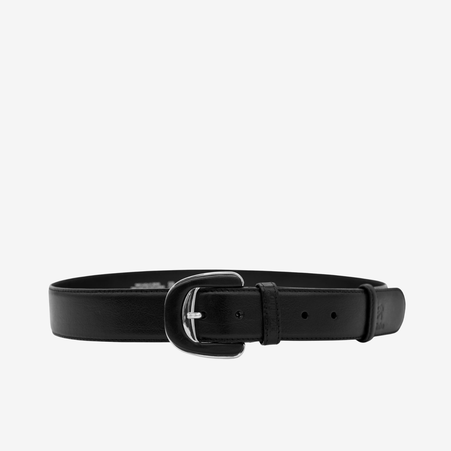 Cavalinho Classic Black Smooth Leather Belt for Women with Silver Buckle SKU 58010906.01 #color_black