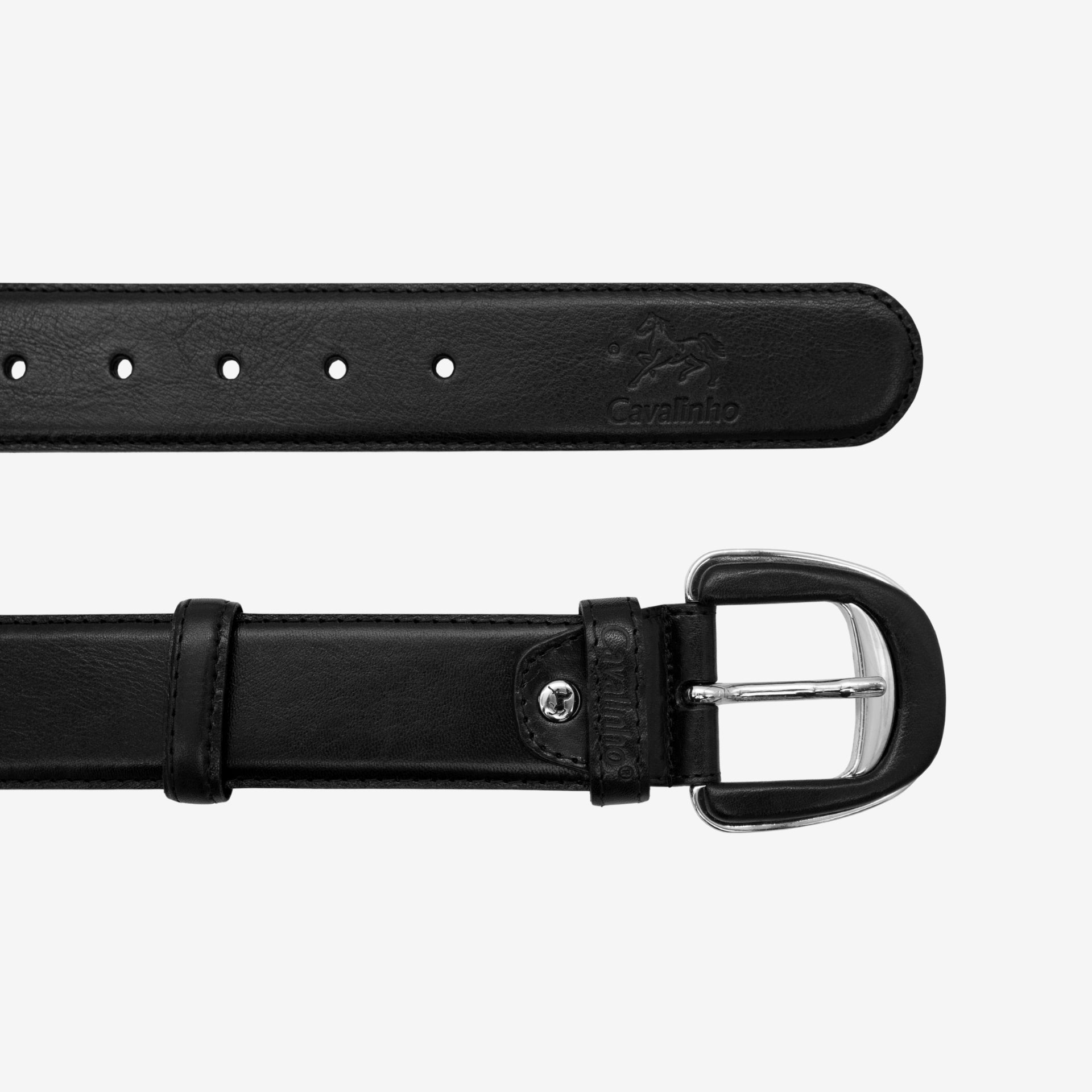 Cavalinho Classic Black Smooth Leather Belt for Women with Silver Buckle SKU 58010906.01 #color_black