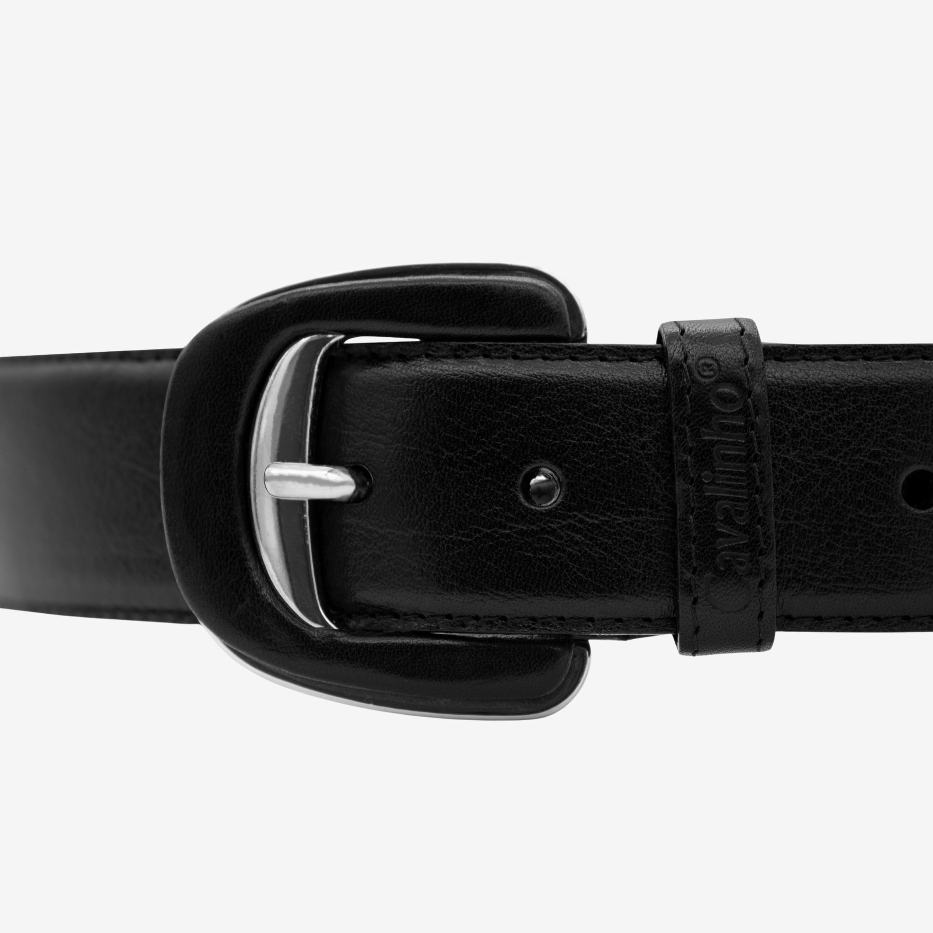 Cavalinho Classic Black Smooth Leather Belt for Women with Silver Buckle SKU 58010906.01 #color_black
