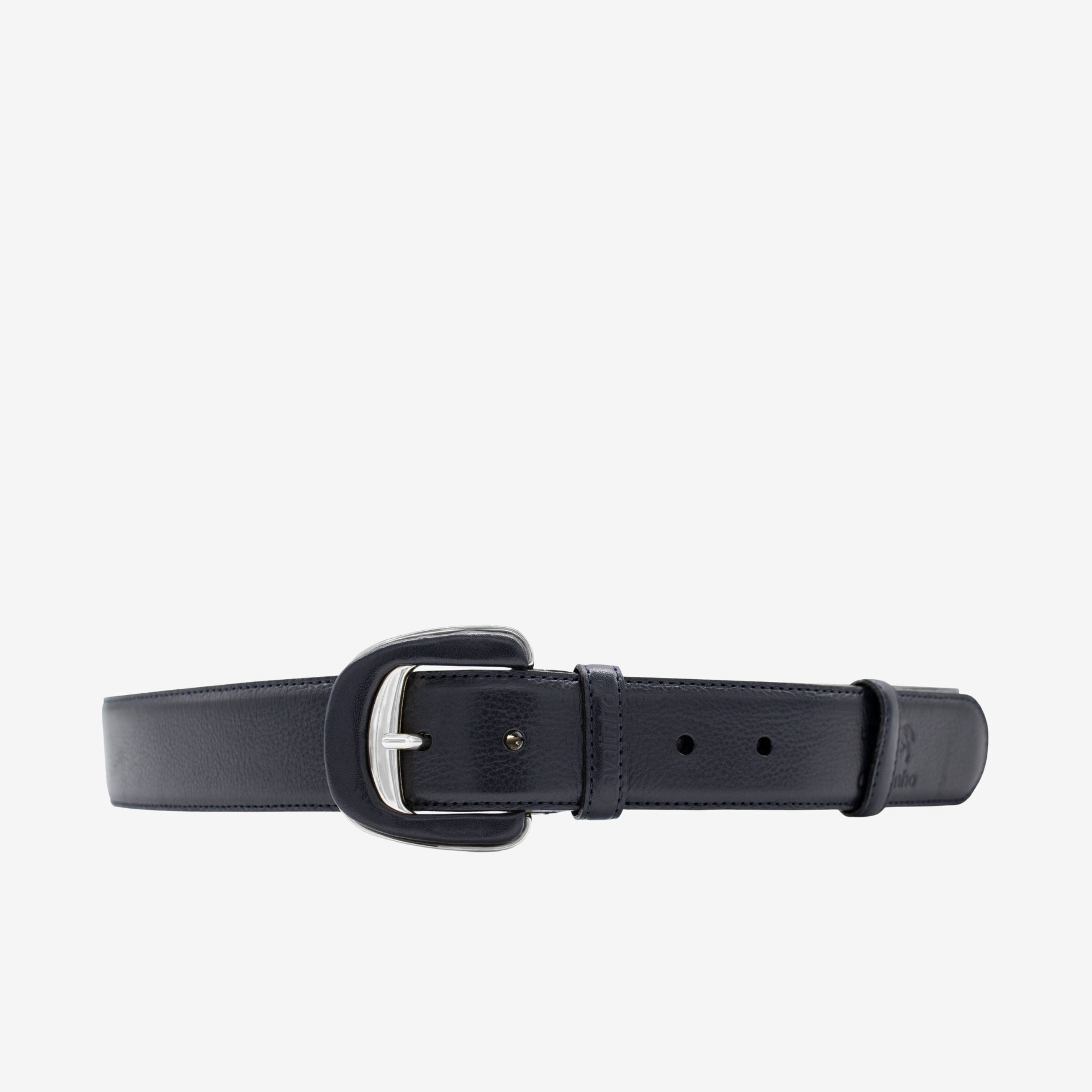 Cavalinho Classic Blue Smooth Leather Belt for Women with Silver Buckle SKU 58010906.03 #color_navy