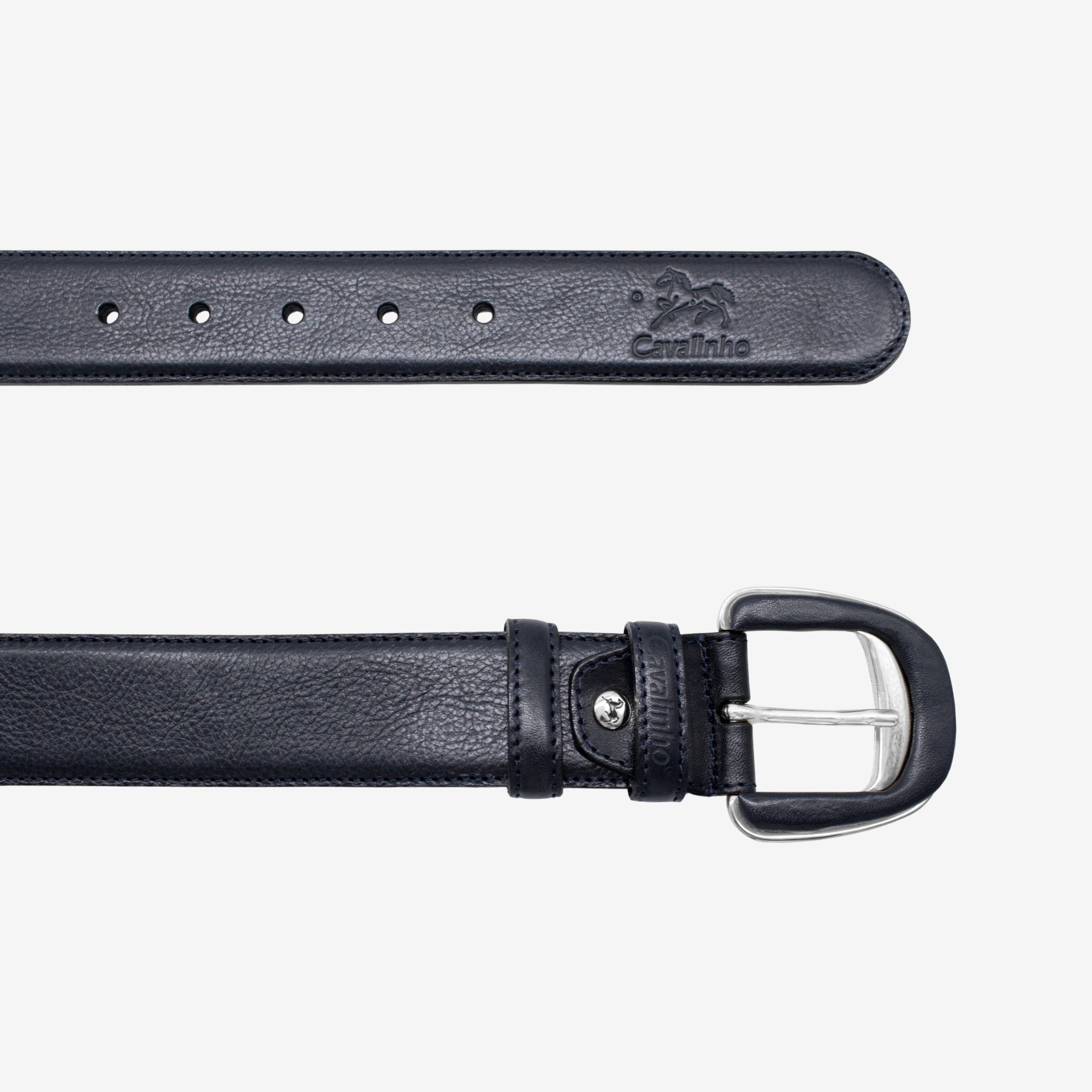 Cavalinho Classic Blue Smooth Leather Belt for Women with Silver Buckle SKU 58010906.03 #color_navy