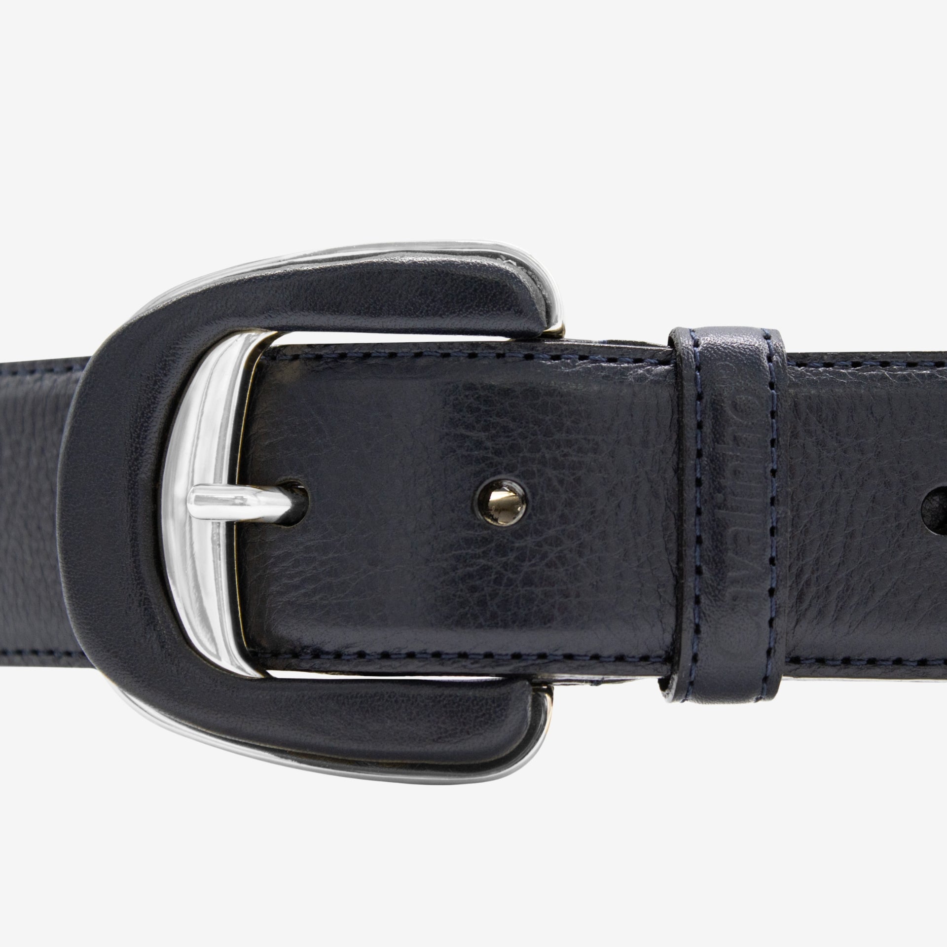 Cavalinho Classic Blue Smooth Leather Belt for Women with Silver Buckle SKU 58010906.03 #color_navy