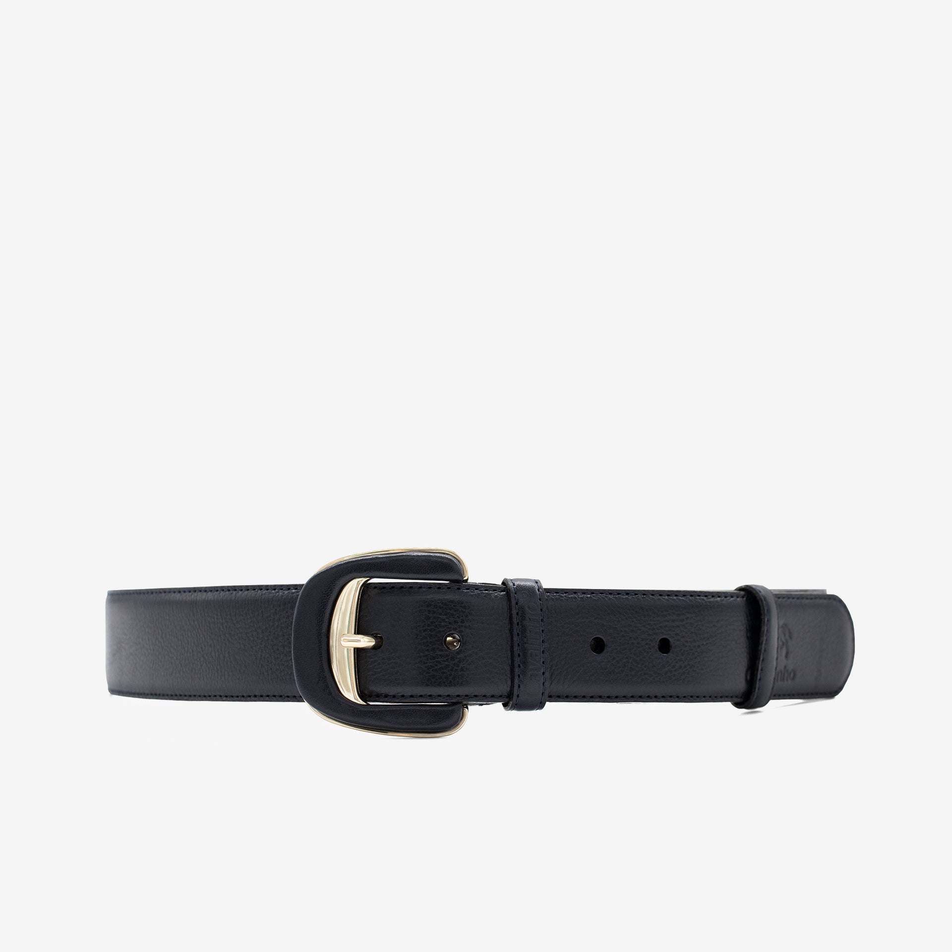 Cavalinho Classic Blue Smooth Leather Belt for Women with Gold Buckle SKU 58010906.03 #color_navy