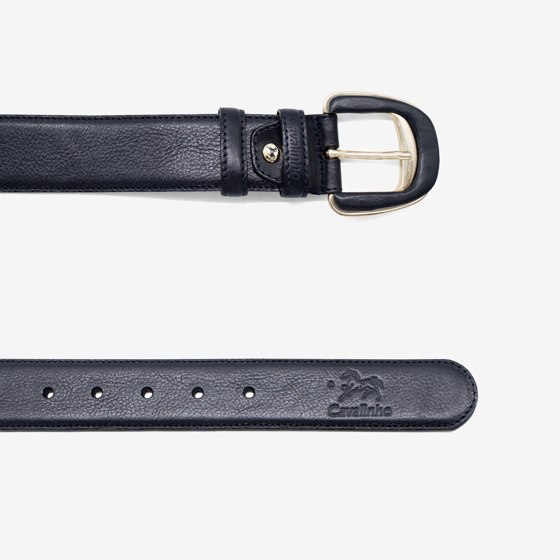 Cavalinho Classic Blue Smooth Leather Belt for Women with Gold Buckle SKU 58010906.03 #color_navy