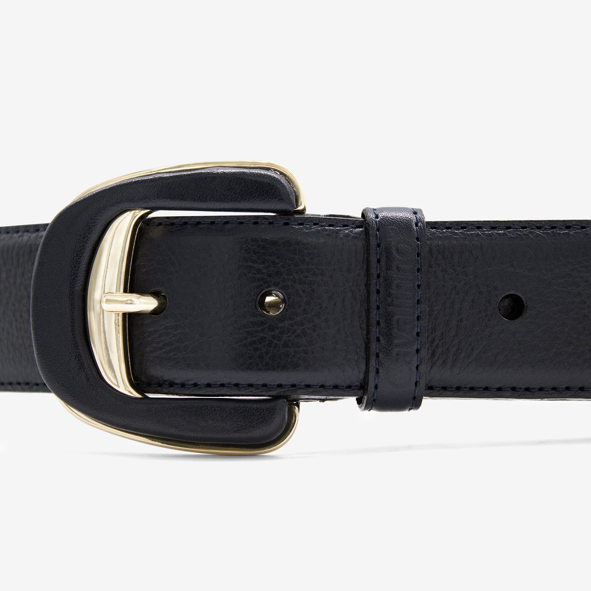 Cavalinho Classic Blue Smooth Leather Belt for Women with Gold Buckle SKU 58010906.03 #color_navy