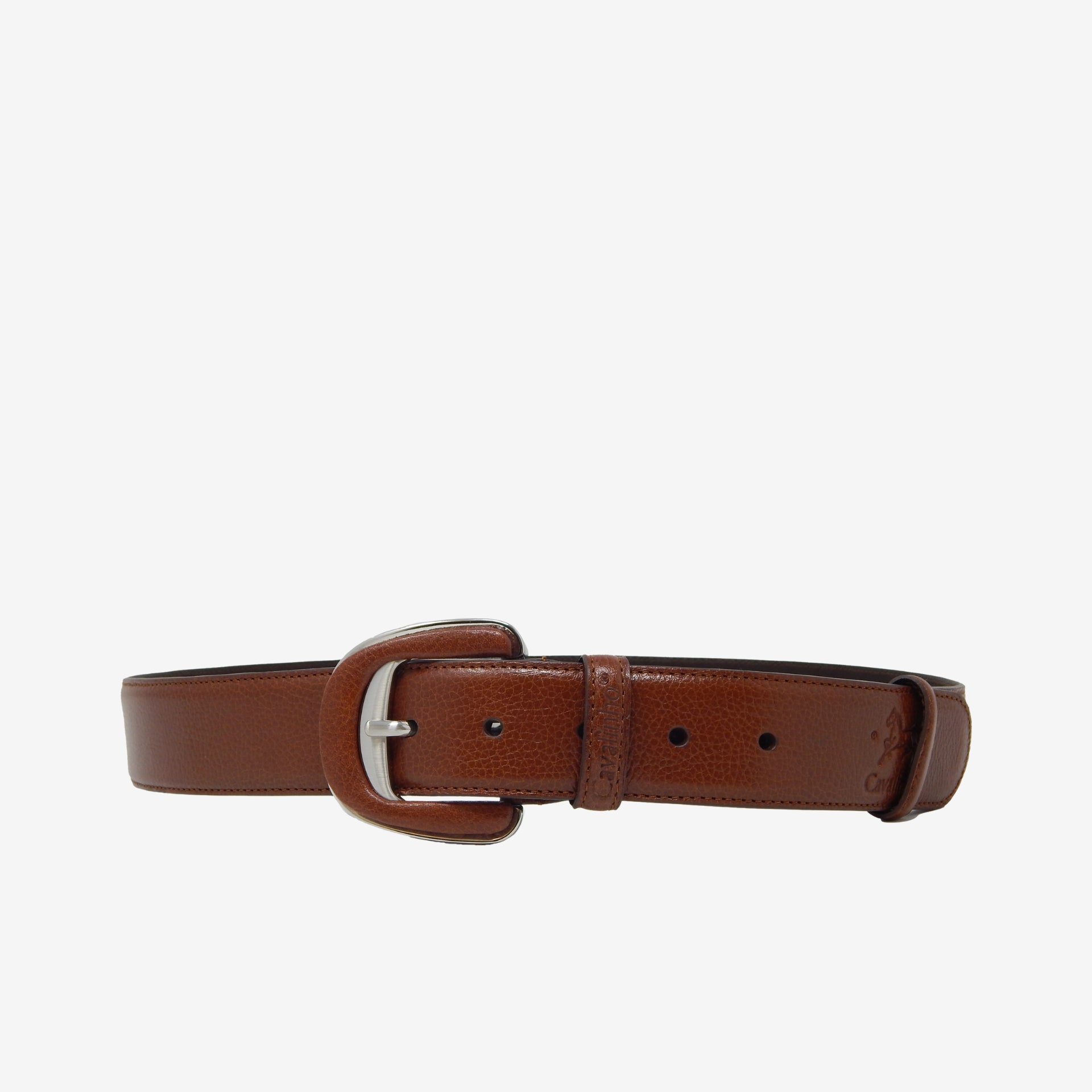 Cavalinho Classic Brown Smooth Leather Belt for Women with Silver Buckle SKU 58010906.13 #color_saddlebrown