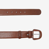 Cavalinho Classic Brown Smooth Leather Belt for Women with Silver Buckle SKU 58010906.13 #color_saddlebrown