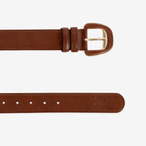 Cavalinho Classic Brown Smooth Leather Belt for Women with Gold Buckle SKU 58010906.13 #color_saddlebrown, caramel, caramelo