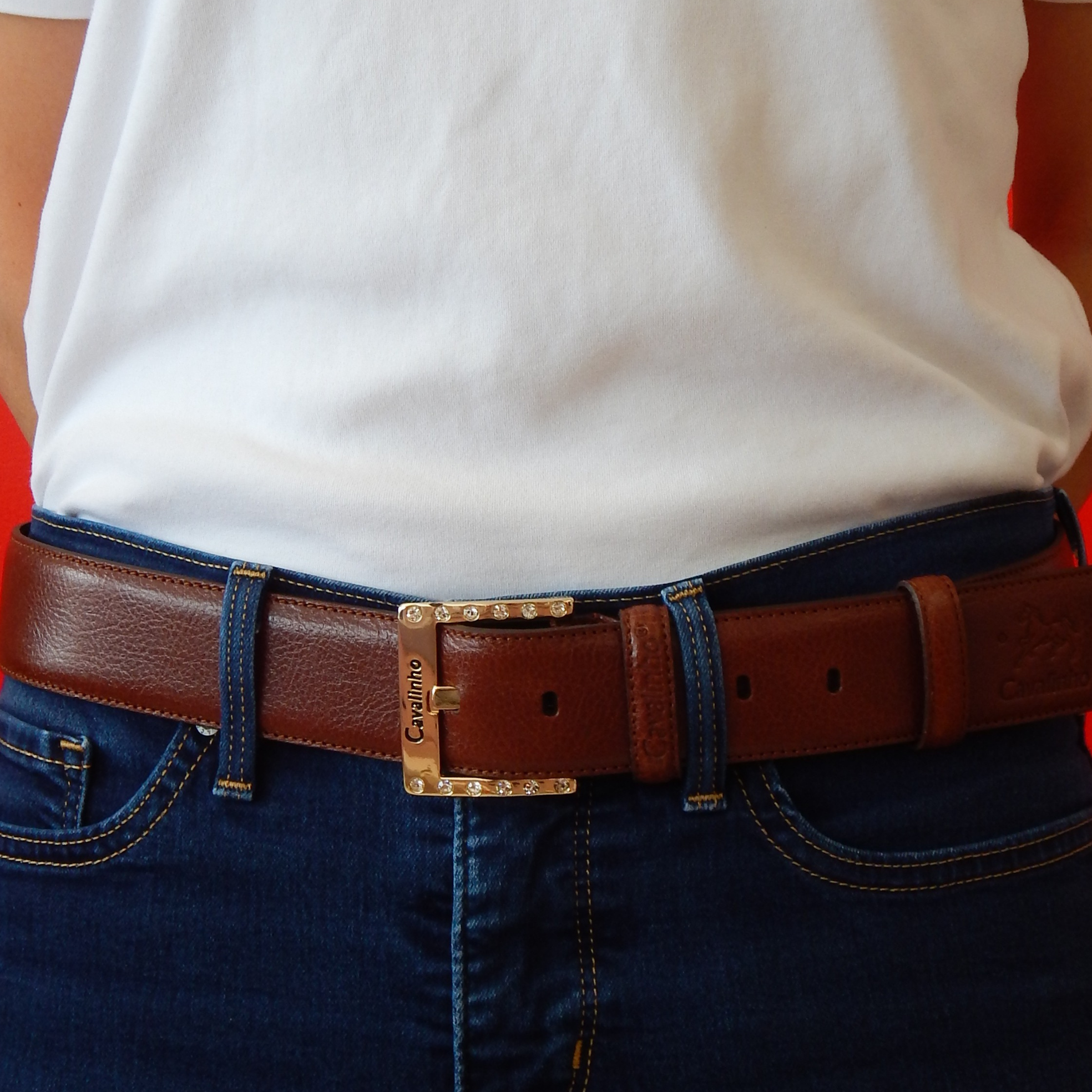 Cavalinho Classic Leather Belt for Women SKU 58010908.13 #color_saddlebrown