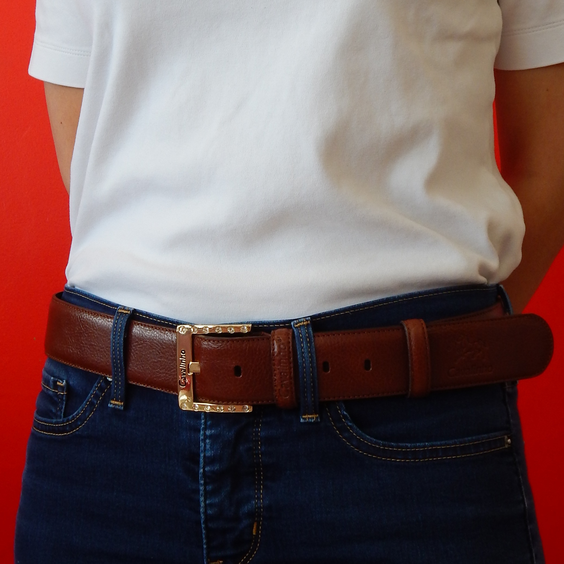 Cavalinho Classic Leather Belt for Women SKU 58010908.13 #color_saddlebrown