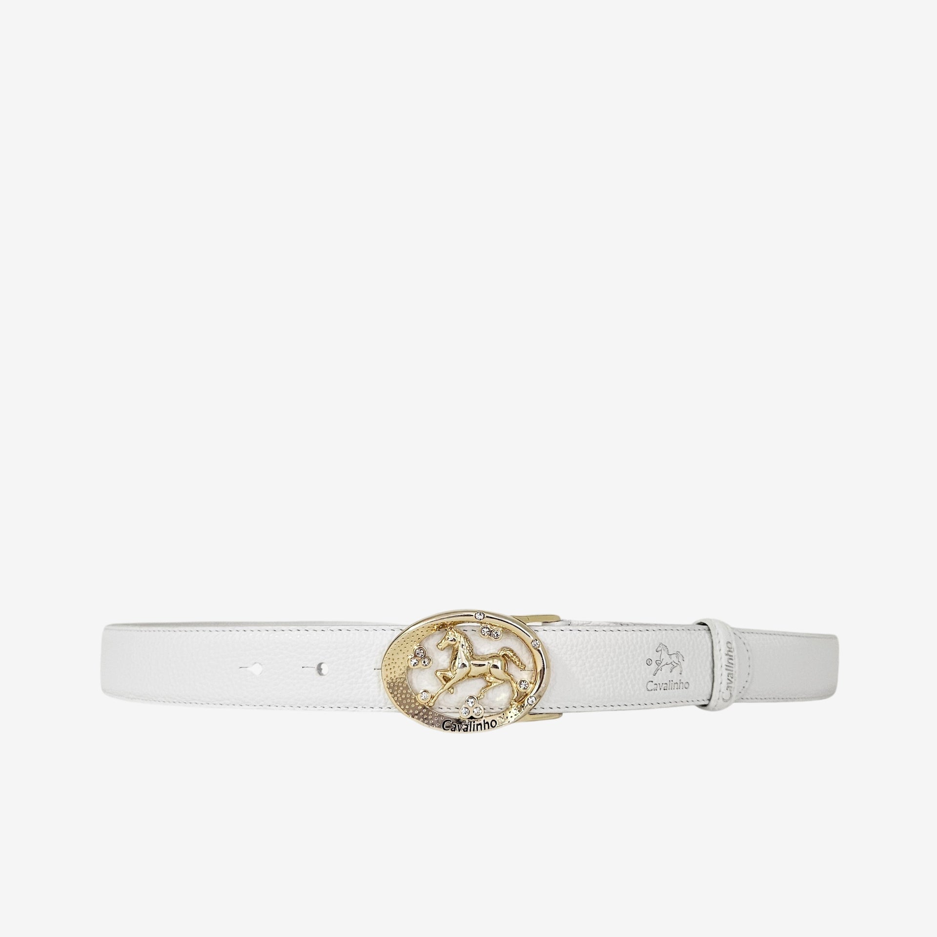 Cavalinho Cavalo Lusitano White Leather Belt for Women SKU 58010917.06 #color_white