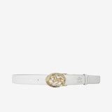 Cavalinho Cavalo Lusitano White Leather Belt for Women SKU 58010917.06 #color_white