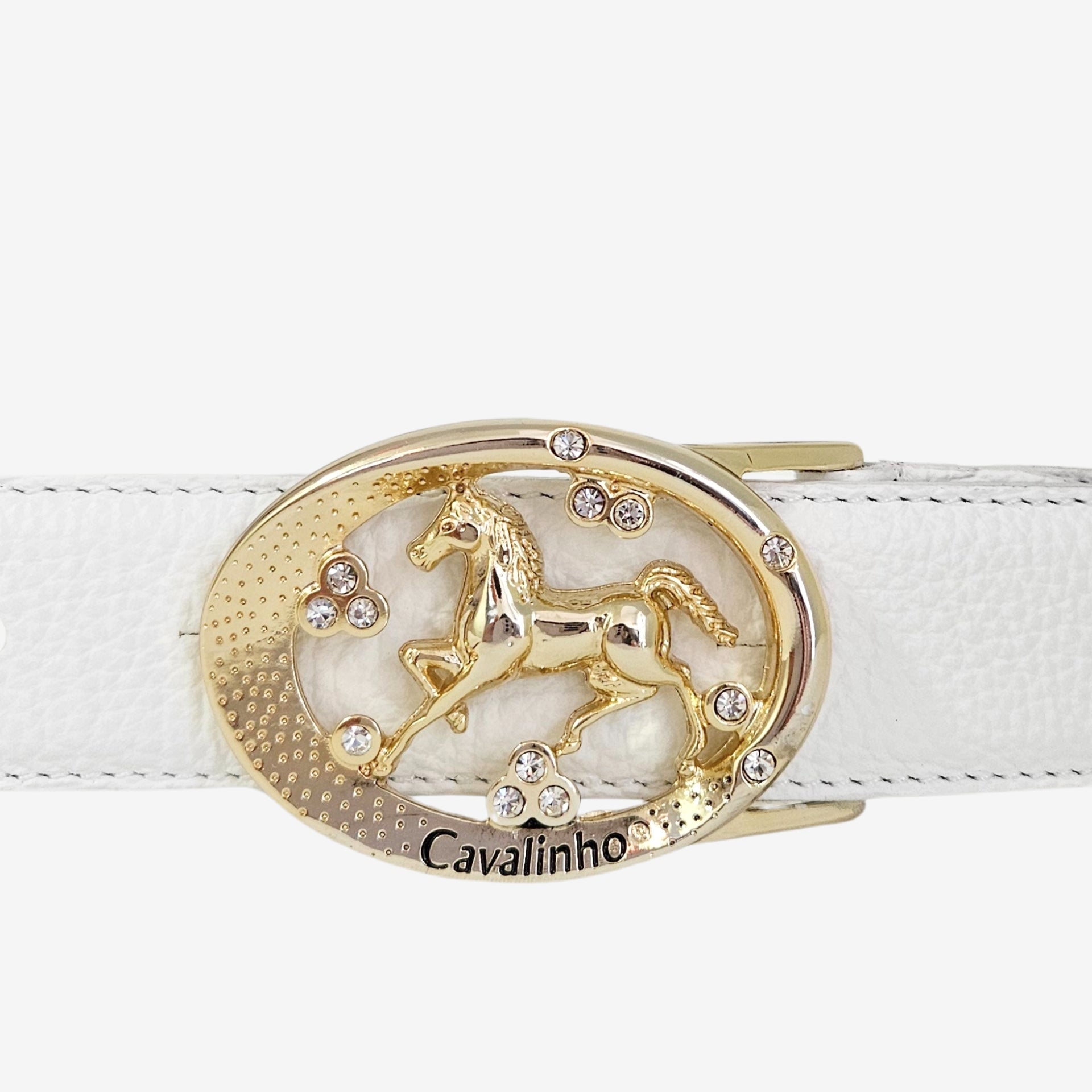 Cavalinho Cavalo Lusitano White Leather Belt for Women SKU 58010917.06 #color_white