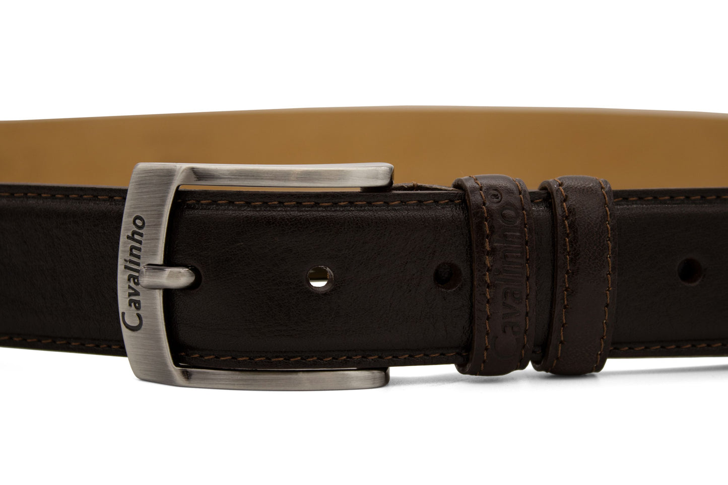 Cavalinho Classic Smooth Leather Belt - Brown Silver - 58020505.02_2