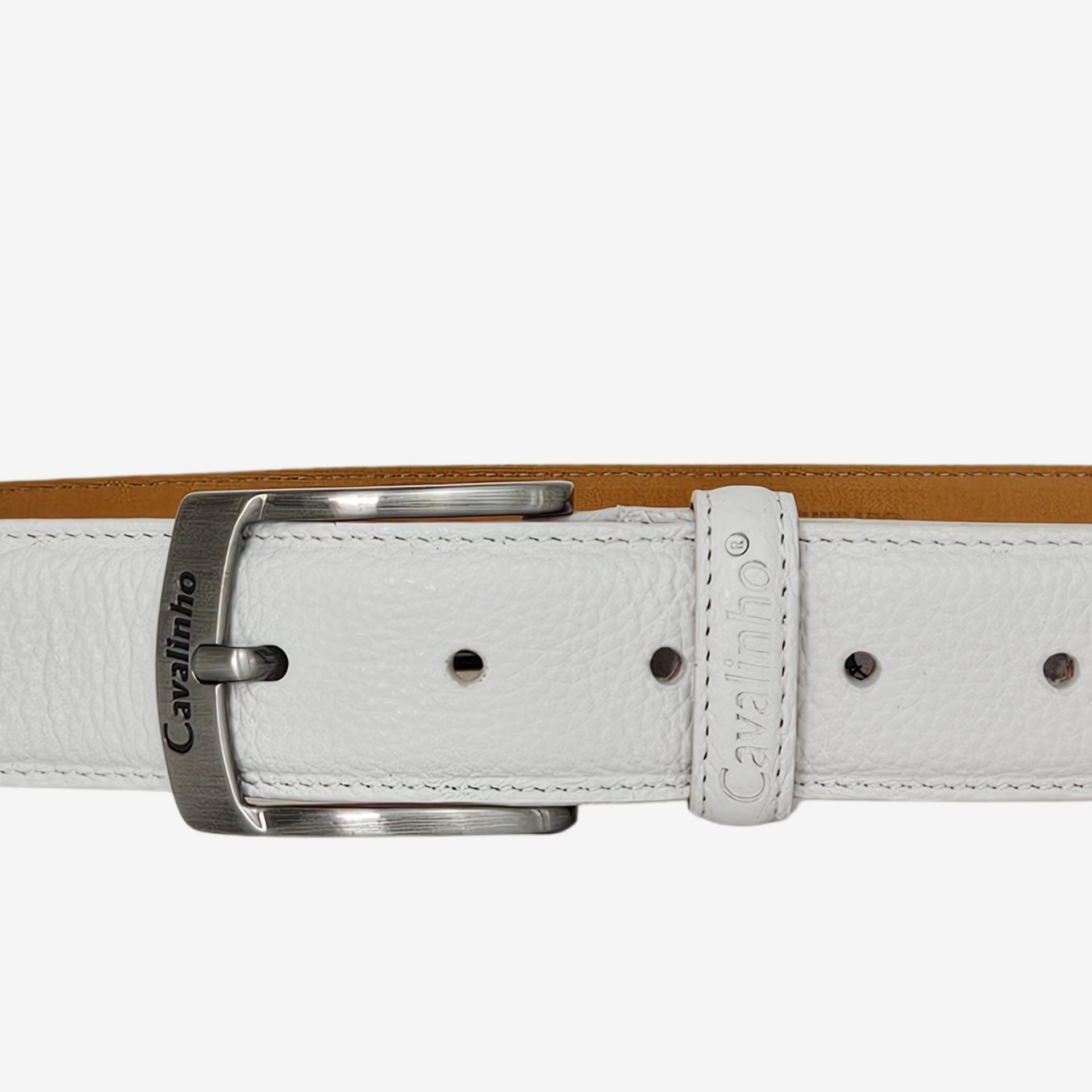 Cavalinho Classic Smooth White Leather Belt for Men SKU 58020505.06 #color_white