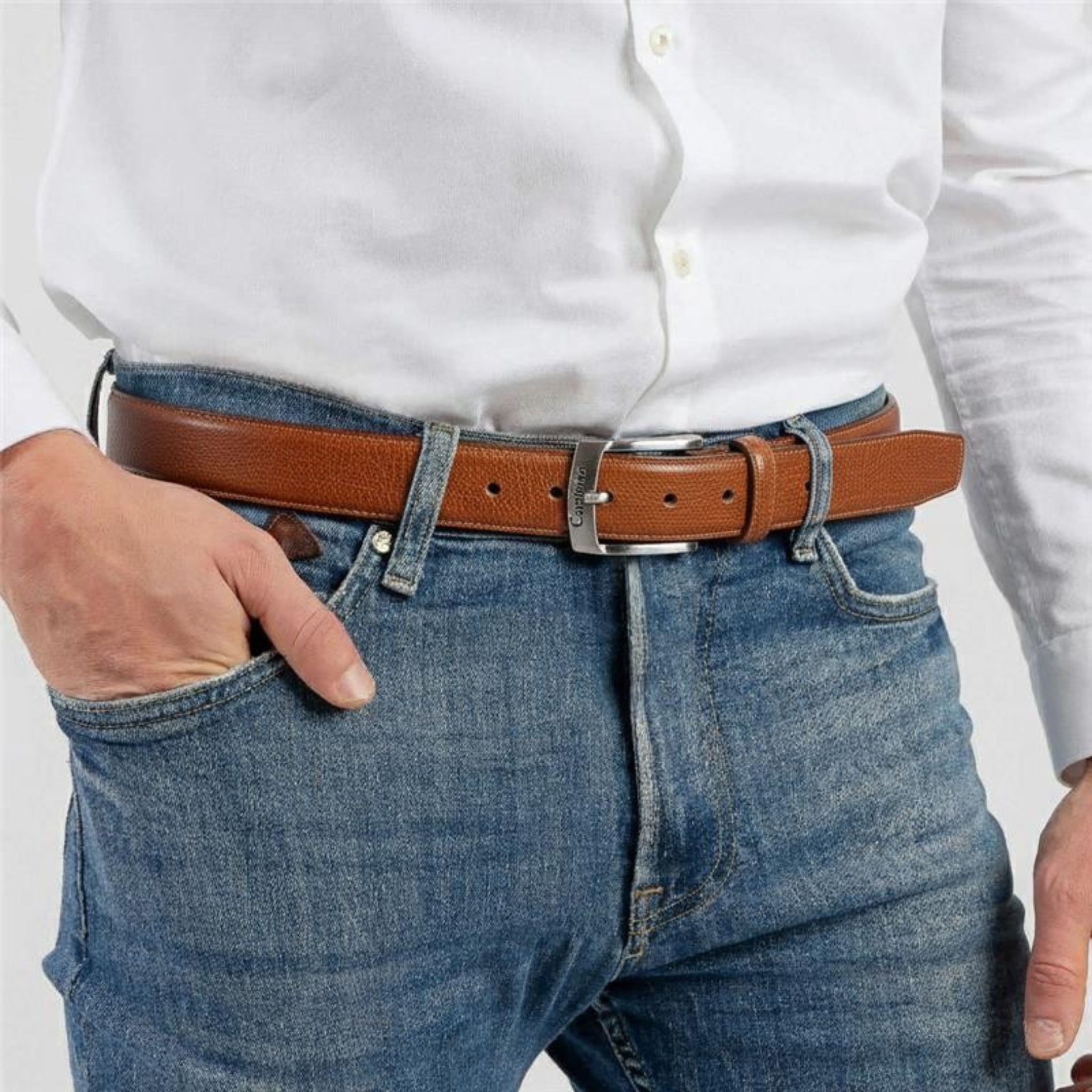 Cavalinho Classic Smooth Leather Belt for Men SKU 58020505.13 #color_saddlebrown