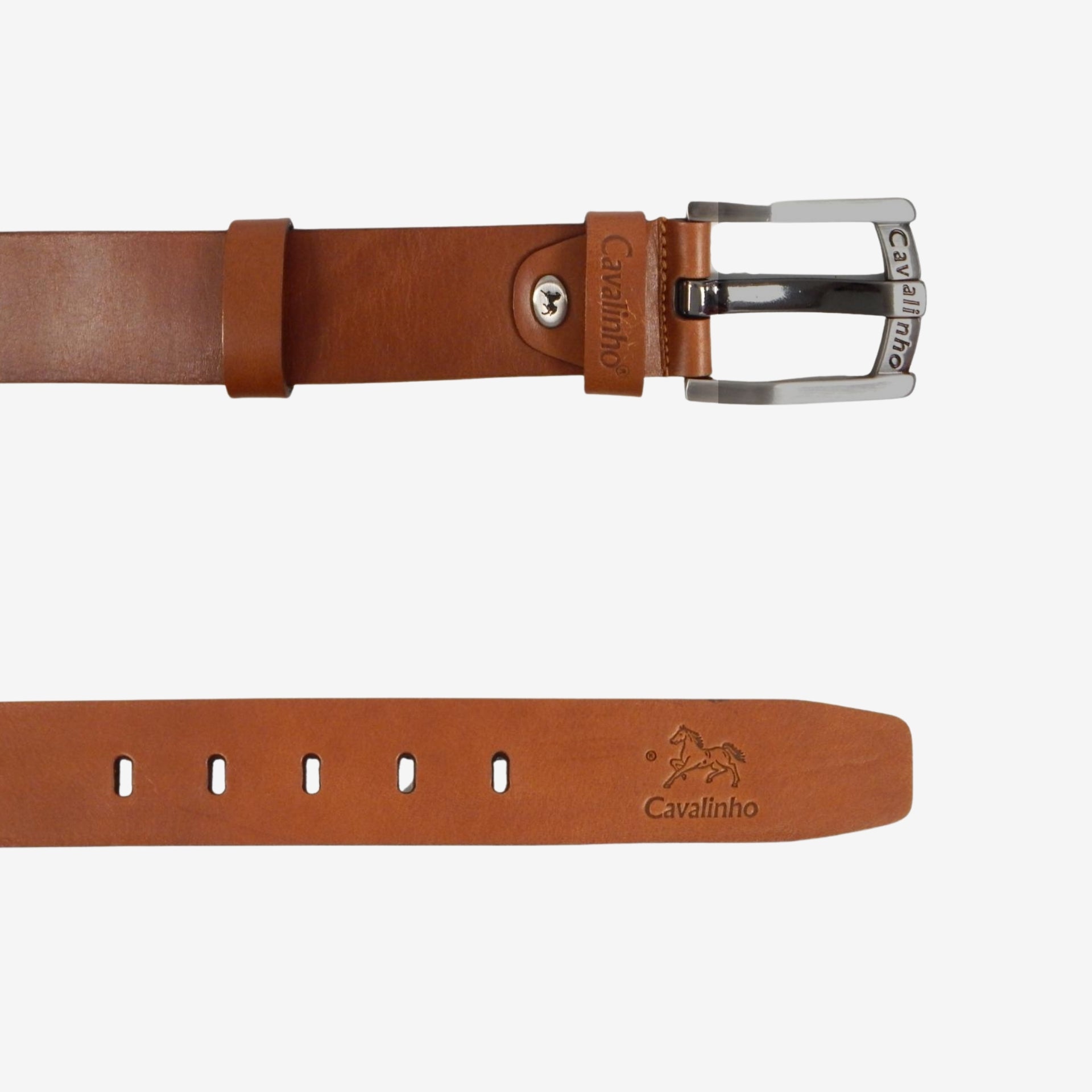Cavalinho Designer Brown Leather Belt for Men SKU 58020507.13 #color_saddlebrown