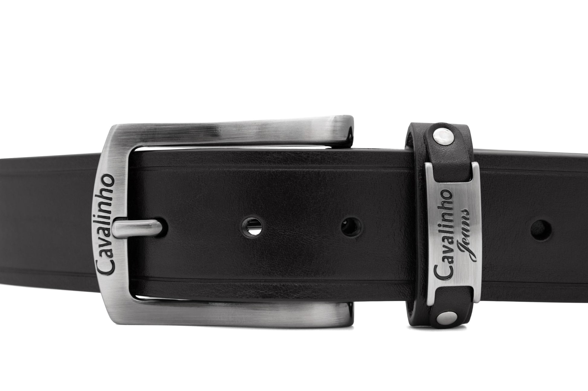 #color_ Black Silver | Cavalinho Classic Leather Belt - Black Silver - 58020512.01_2