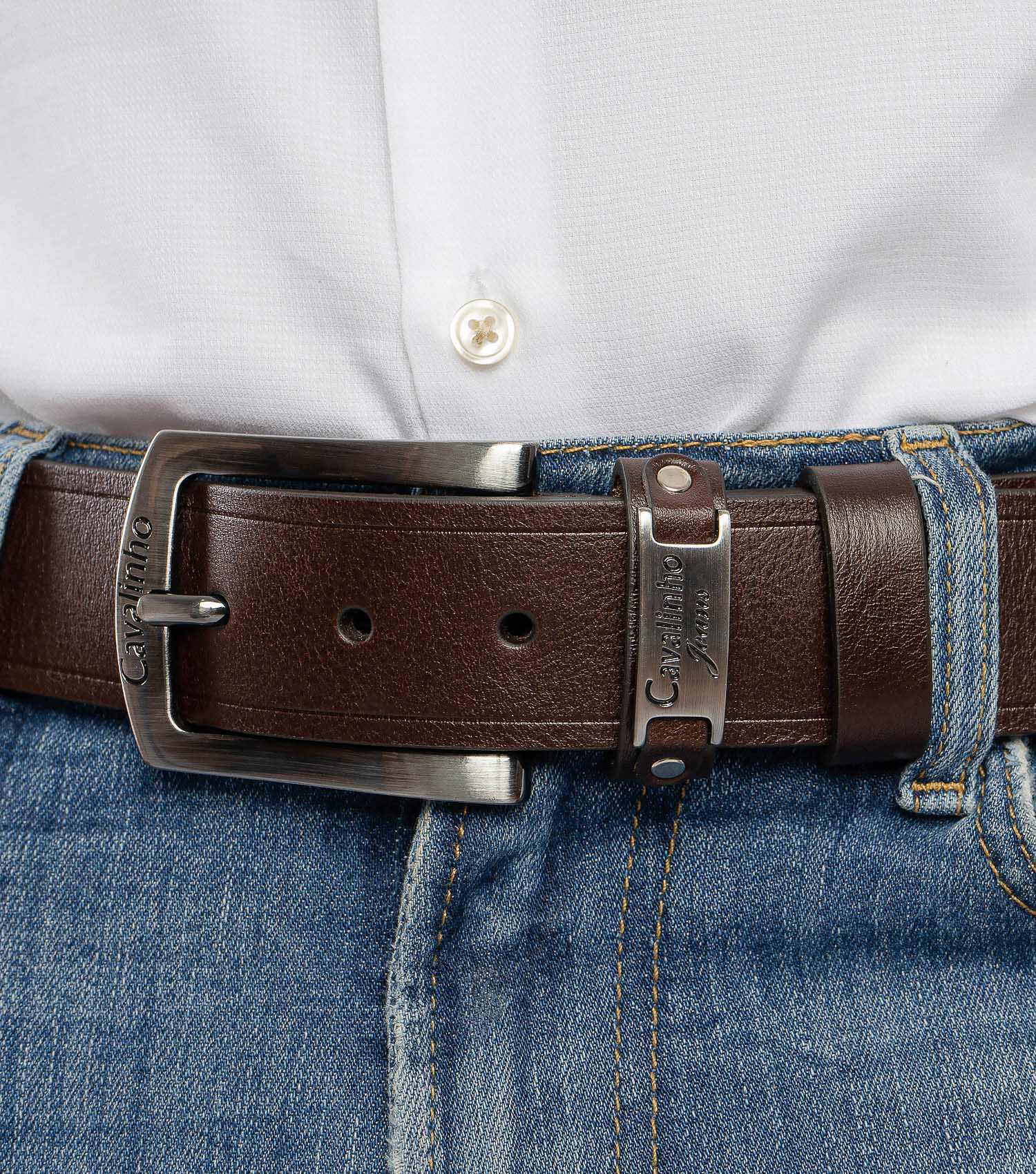 Cavalinho Classic Leather Belt - Brown Silver - 58020512.02LifeStyle_2