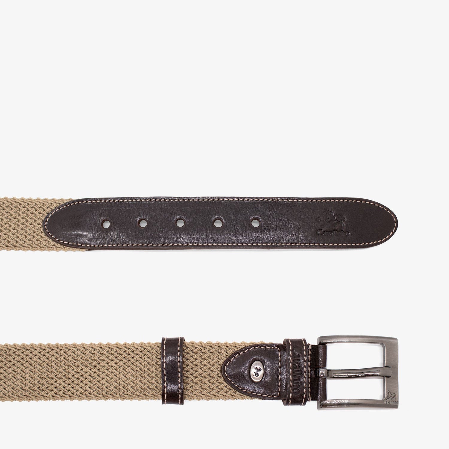 Cavalinho Men’s Cheval Sporty Beige and Brown Leather Belt for Men SKU 58020528.05 #color_beige