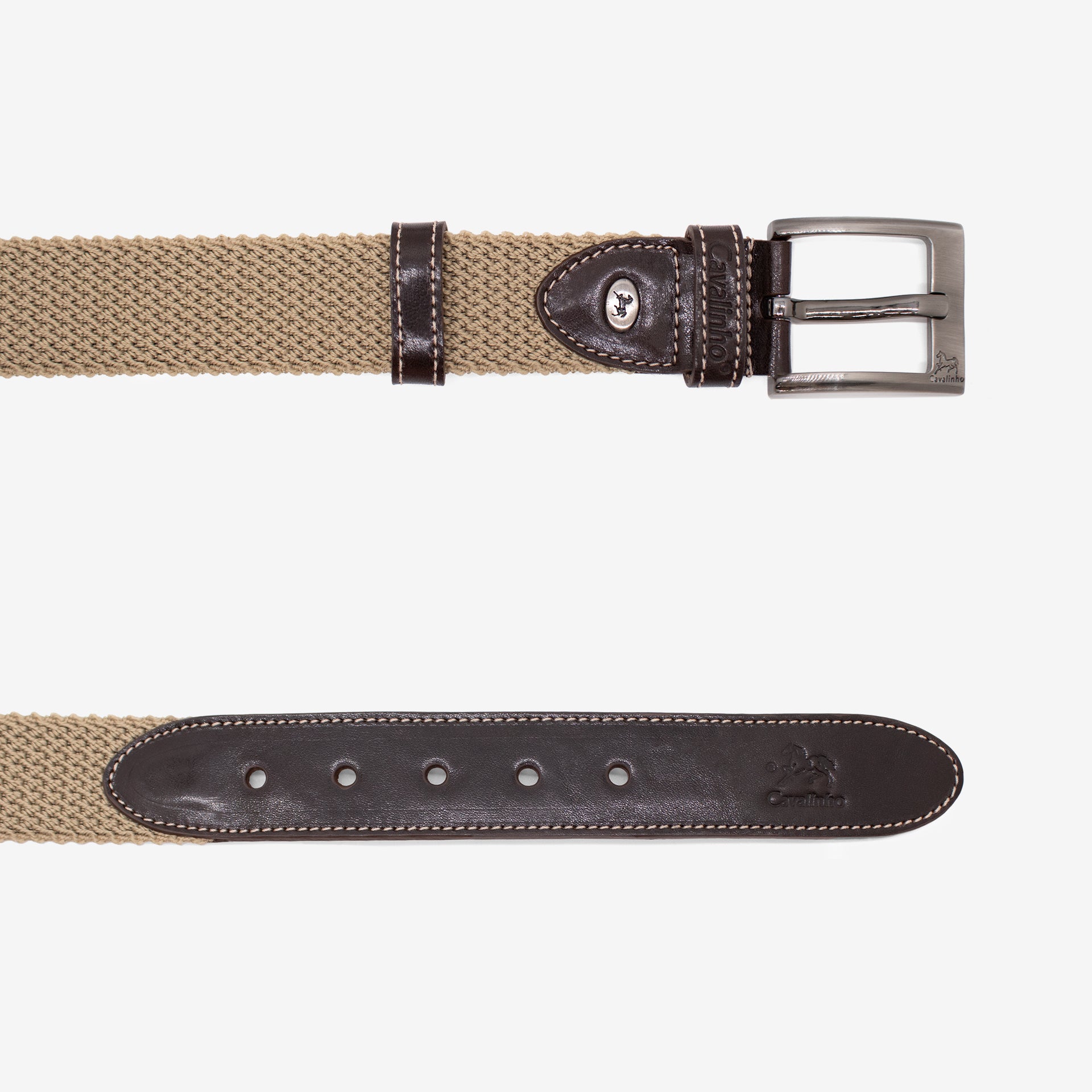 Cavalinho Men’s Cheval Sporty Beige and Brown Leather Belt for Men SKU 58020528.05 #color_beige