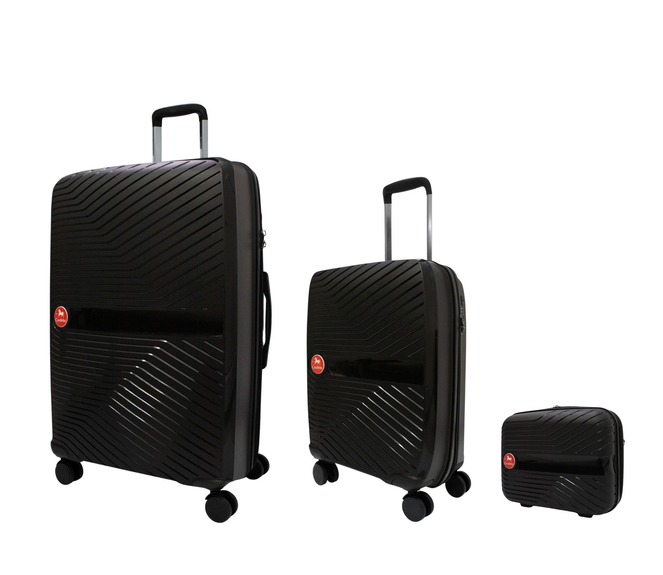 #color_ Black Black Black | Cavalinho Canada & USA Colorful 3 Piece Luggage Set (15", 19" & 28") - Black Black Black - 68020004.010101.S151928._2