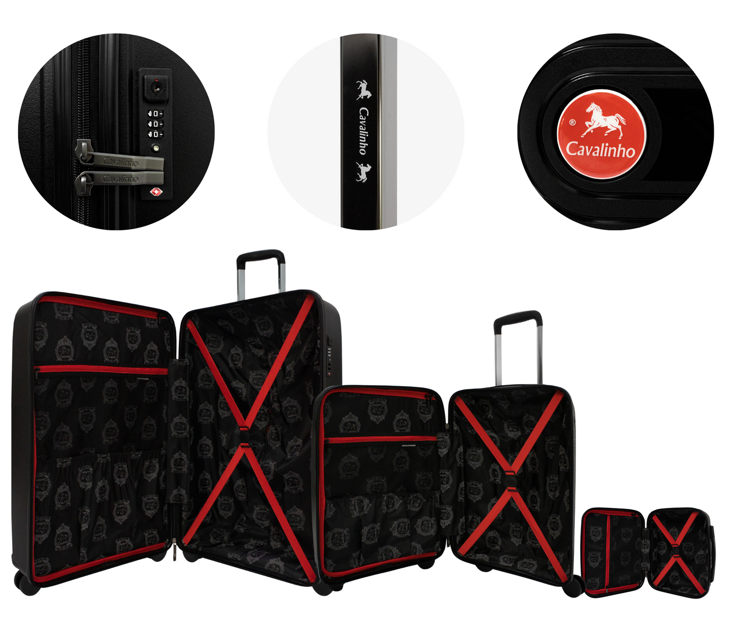 Cavalinho Canada & USA Colorful 3 Piece Luggage Set (15", 19" & 28") - Black Black Black - 68020004.010101.S151928._4