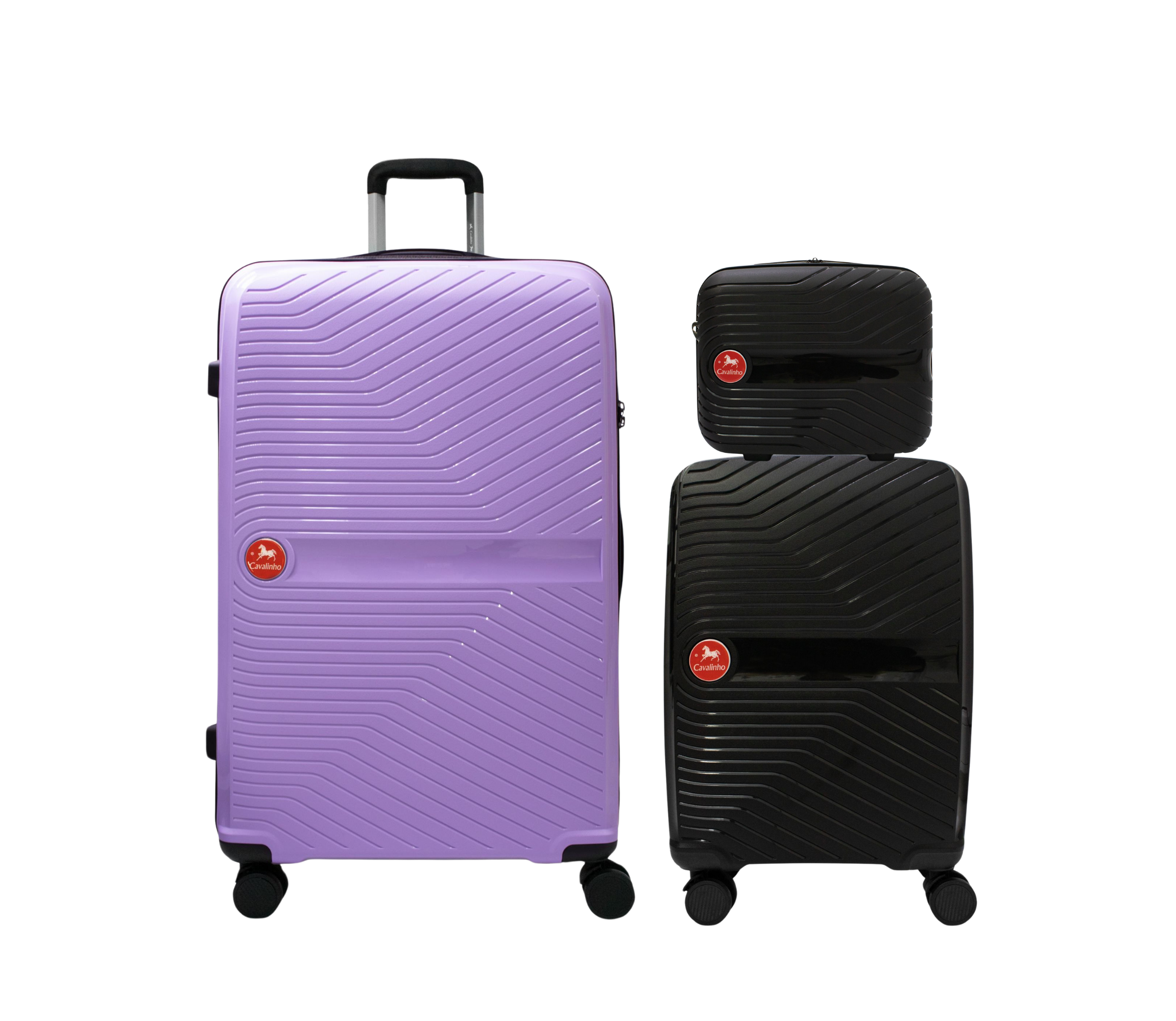 #color_ Black Black Lilac | Cavalinho Canada & USA Colorful 3 Piece Luggage Set (15", 19" & 28") - Black Black Lilac - 68020004.010139.S151928._1