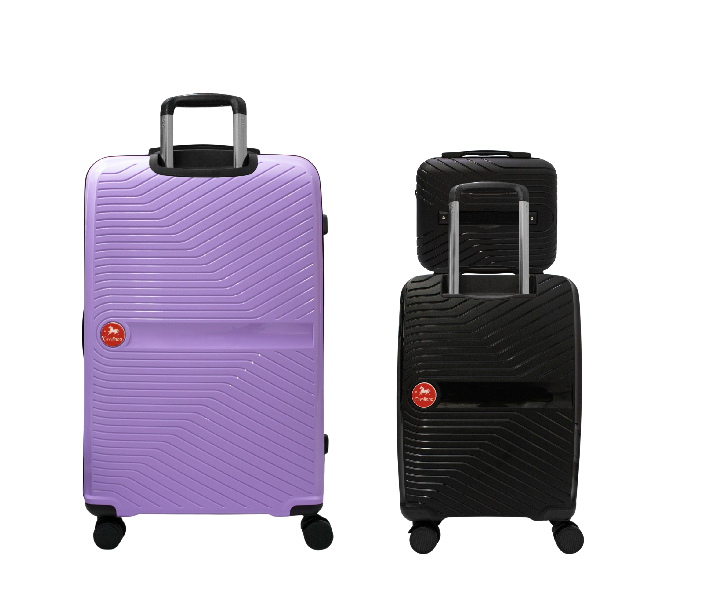 #color_ Black Black Lilac | Cavalinho Canada & USA Colorful 3 Piece Luggage Set (15", 19" & 28") - Black Black Lilac - 68020004.010139.S151928._3