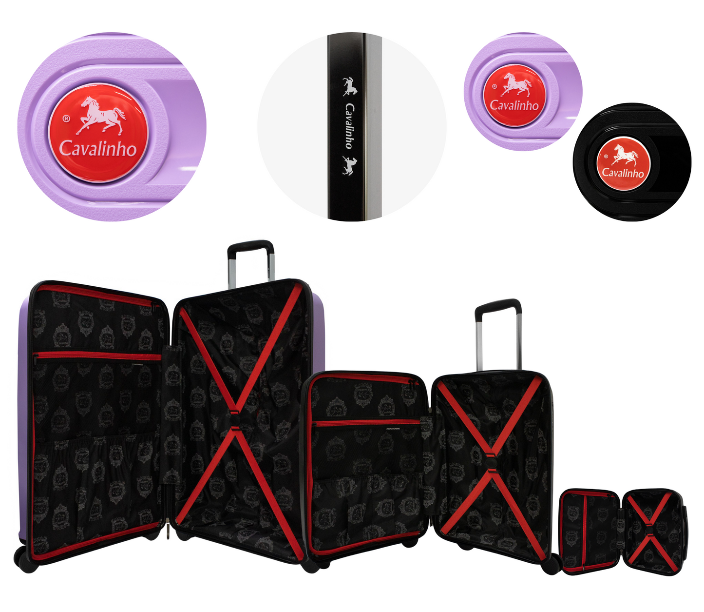 Cavalinho Canada & USA Colorful 3 Piece Luggage Set (15", 19" & 28") - Black Black Lilac - 68020004.010139.S151928._4